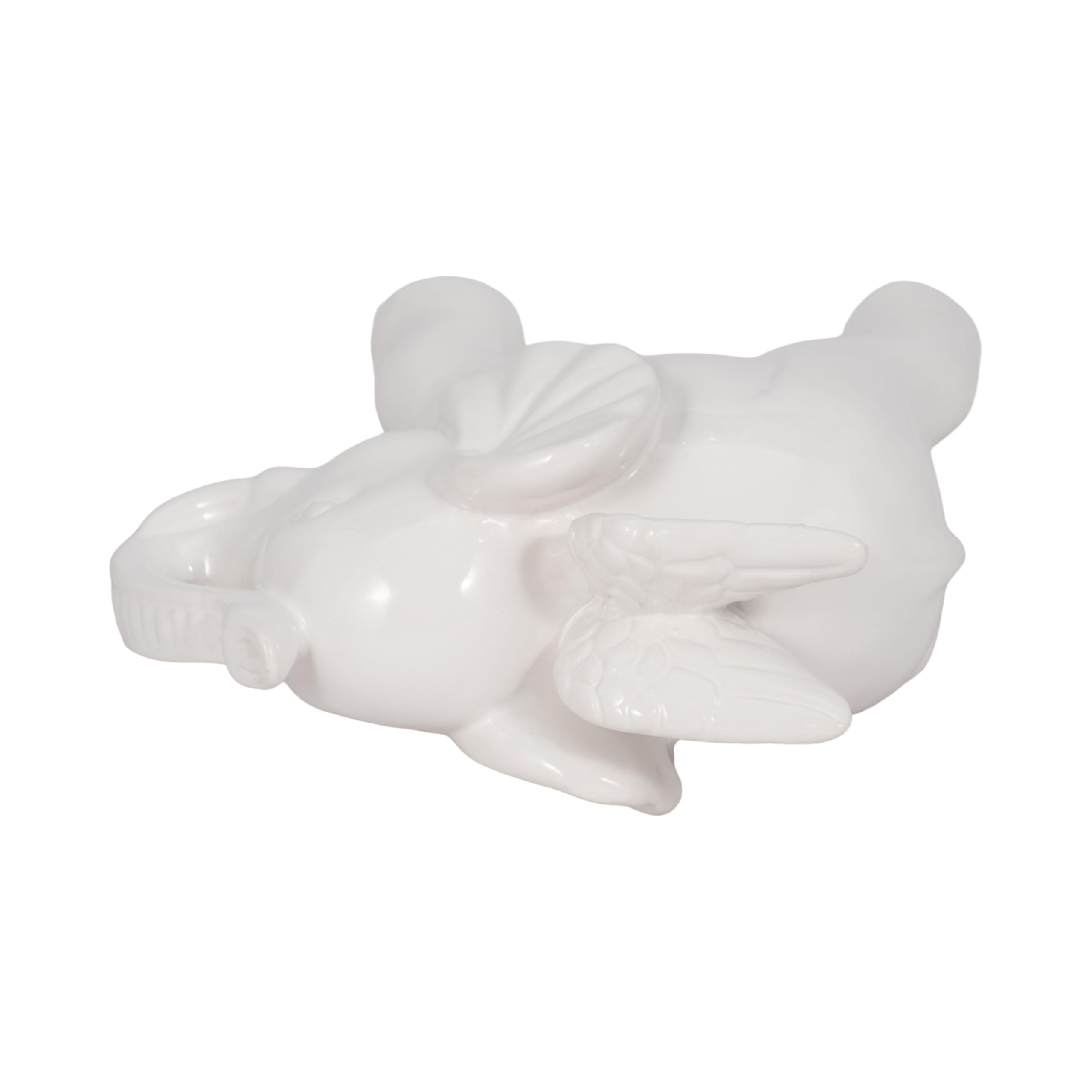 Sagebrook Home 7-Inch White Ceramic Elephant Angel Figurine - Perfect for Home Decor, Gift Giving & Spiritual Spaces