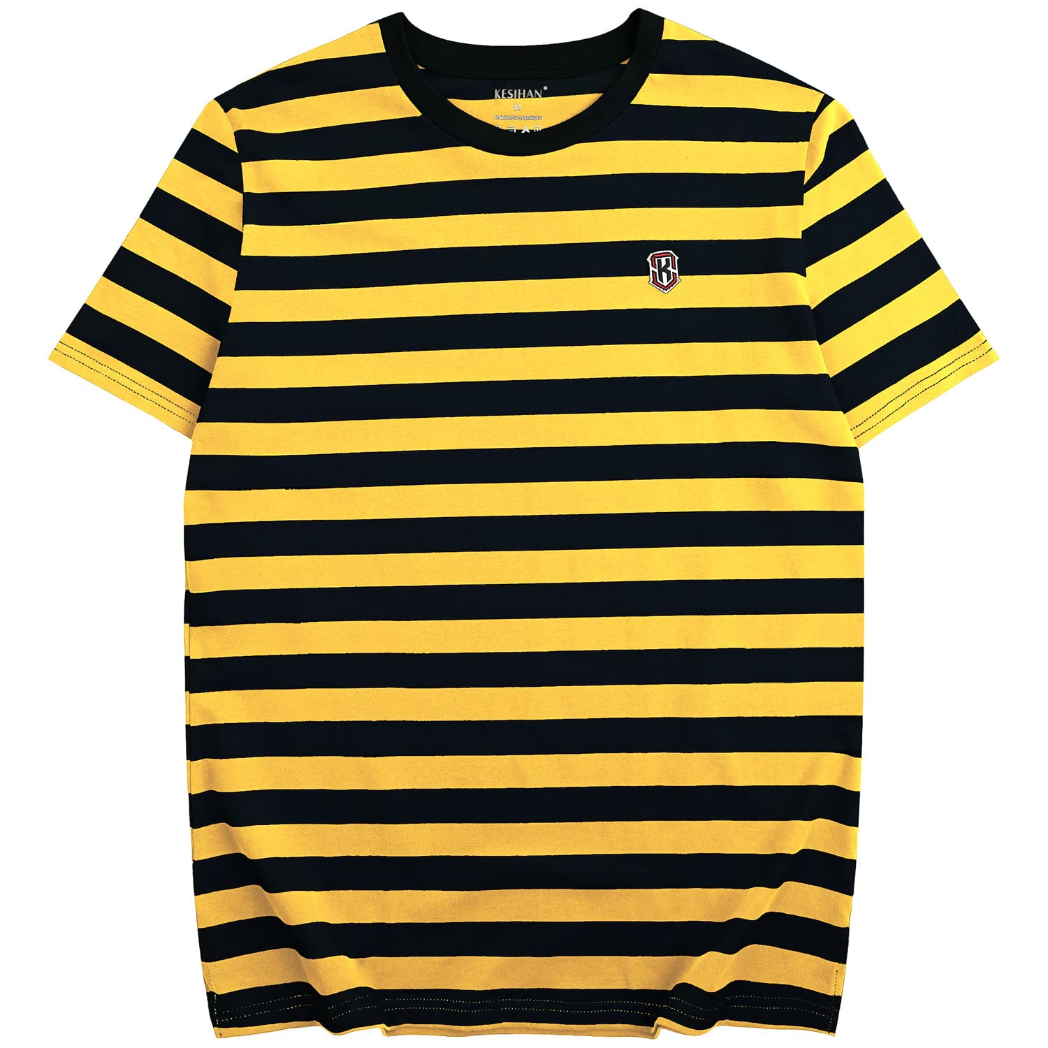 KESIHAN Men's Casual Striped Long Sleeve Crewneck T-Shirt - Comfortable Basic Work Tee for Daily Wear, Office & Casual Outings