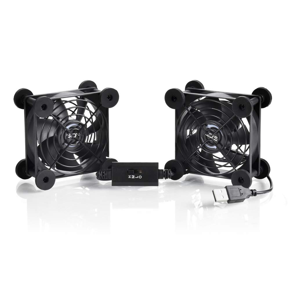 80mm Dual USB Cooling Fan with Speed Control - 5V Portable Fan for TV Receiver, Router, DVR, Gaming Consoles & PC Case - Perfect for Home Entertainment Systems & Electronics Cooling