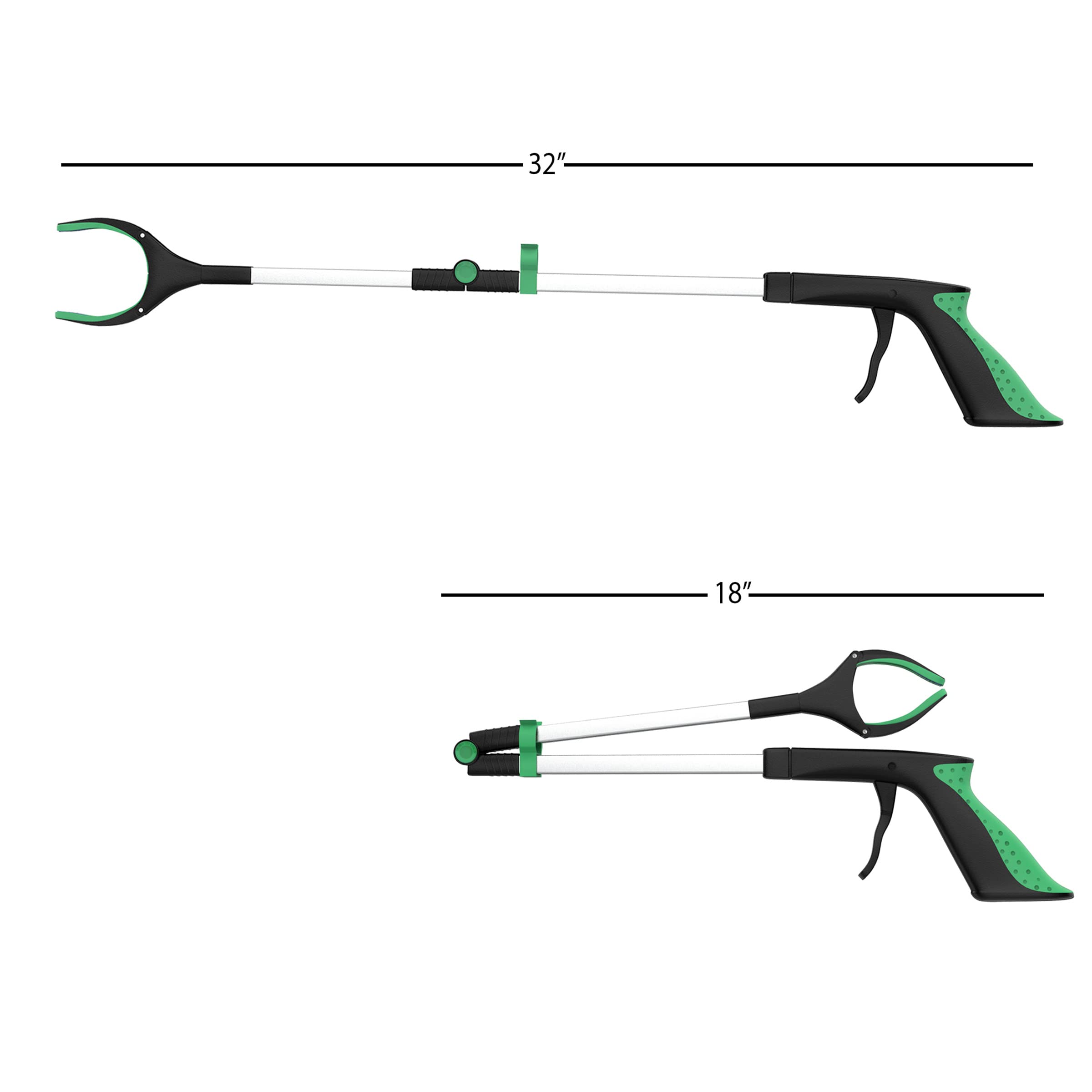 32-Inch Foldable Grabber Reacher with Non-Slip Rubber Grip - Lightweight Trash Picker Tool for Elderly & Mobility Assistance - Ideal for Gardening, Cleaning, and Hard-to-Reach Areas - Bluestone