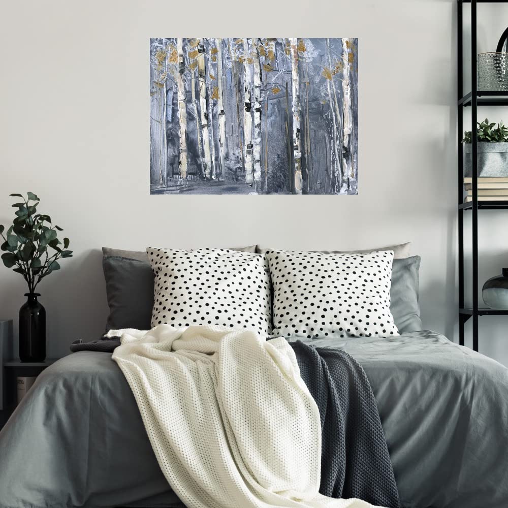 Modern Birch Canvas Wall Art by Sally Swatland - Hand Painted Fine Art Print for Living Room, Bedroom, Office & More - 43x32 Inches - Ready to Hang - Perfect for Home Decor, Gifts & Interior Design