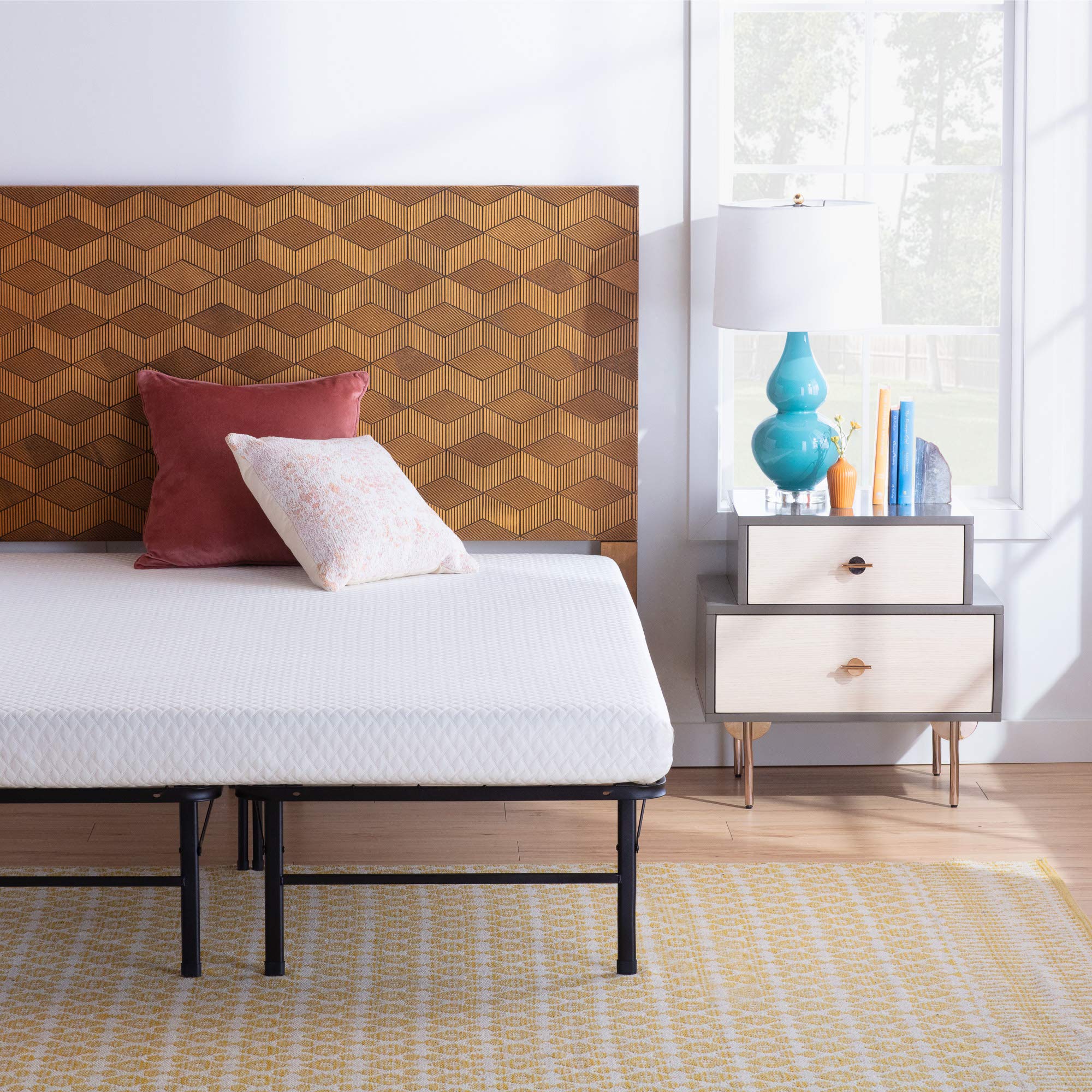 Linenspa 5 Inch Gel Memory Foam Mattress with 14 Inch Folding Platform Bed Frame - Full Size | Cooling Support for Back, Stomach & Side Sleepers | Perfect for Guest Rooms, Dorms & Small Apartments