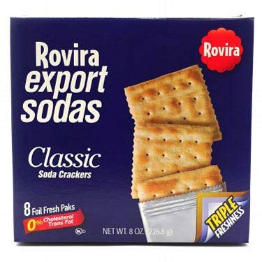 Rovira Export Classic Soda Crackers - 8oz Box (8 Individually Foil-Wrapped Fresh Packs) | Perfect for Snacking, Cheese Pairing & Travel | Authentic Spanish Export Quality