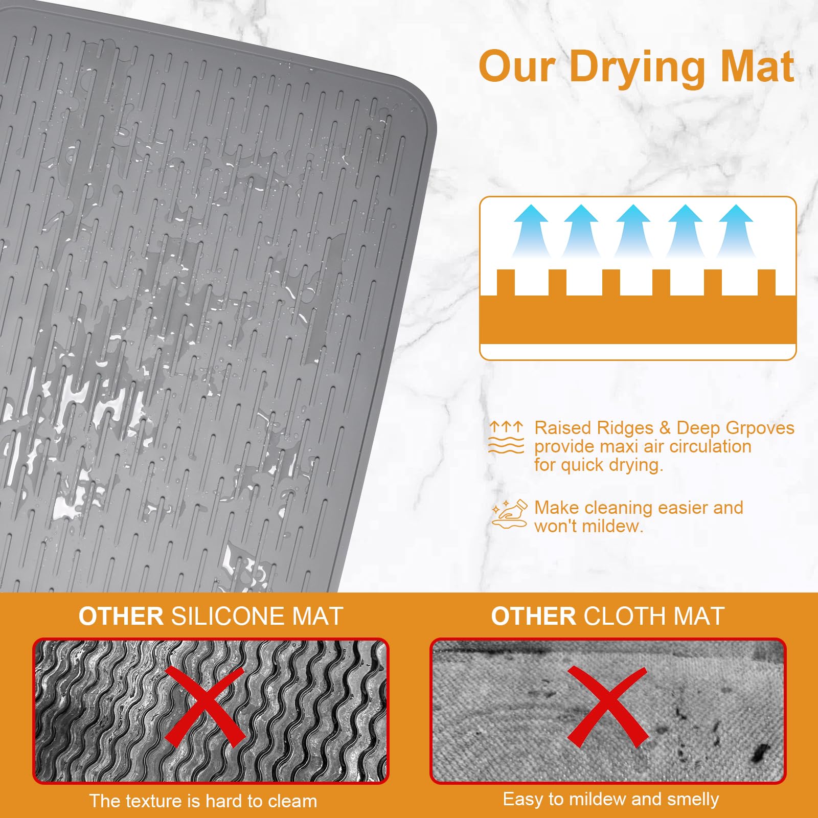 Silicone Dish Drying Mat 18x16