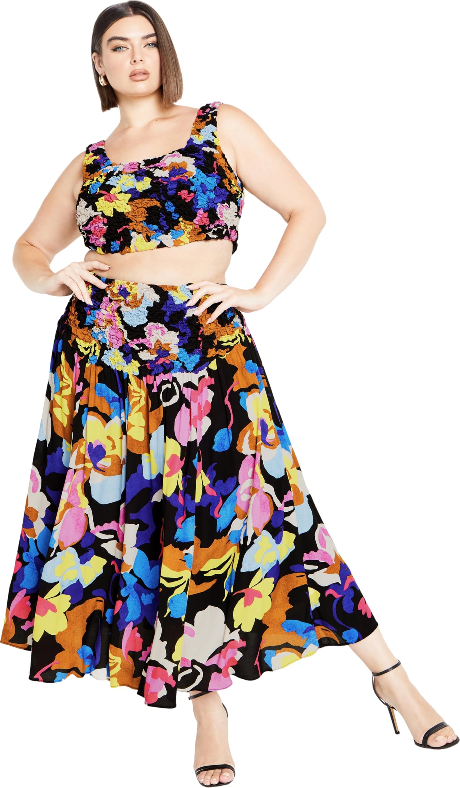 Plus Size 2 Piece Outfit - Floral Print Top & Skirt Set for Women | Casual Summer Dressy Outfit for Beach, Vacation & Date Night