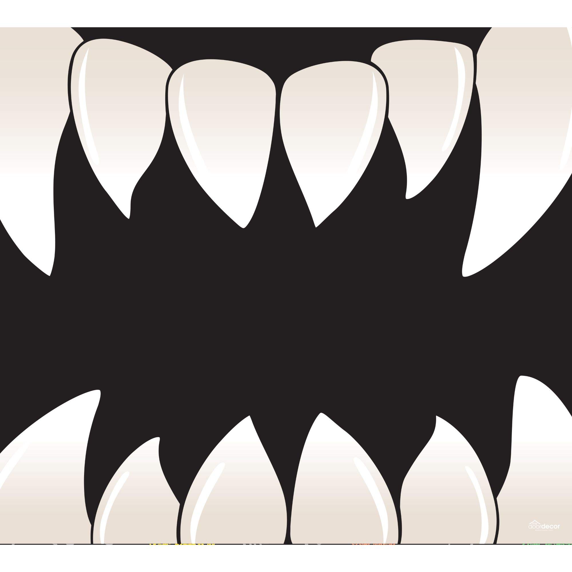 7' x 8' Black and White Scary Teeth Halloween Garage Door Banner - Spooky Outdoor Decoration for Trick or Treaters & Haunted House Party Decor