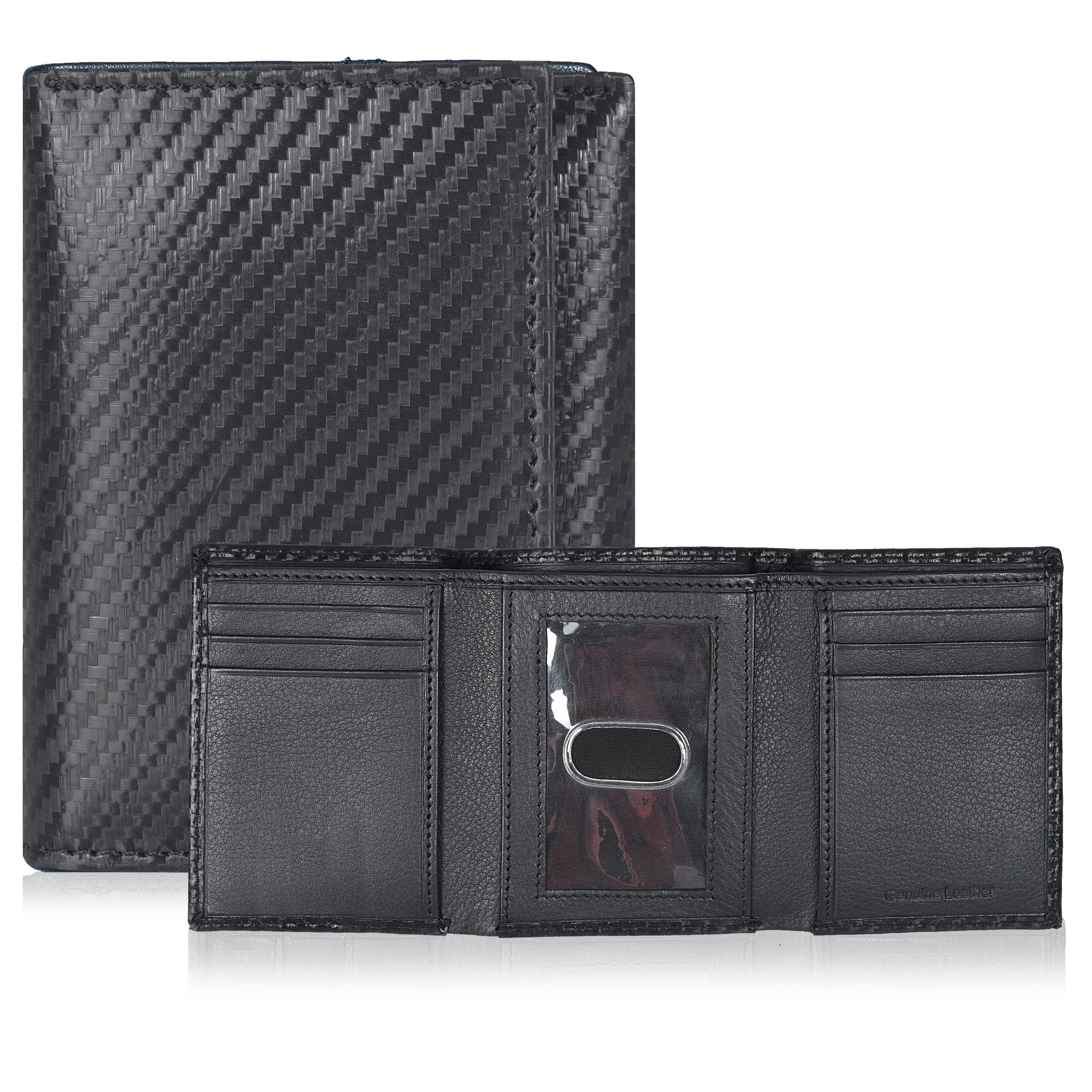 Slim RFID Blocking Leather Wallet for Men - Tri Fold Minimalist Front Pocket Wallet with 1 ID & 6 Credit Card Slots | Perfect for Travel, Business & Everyday Carry