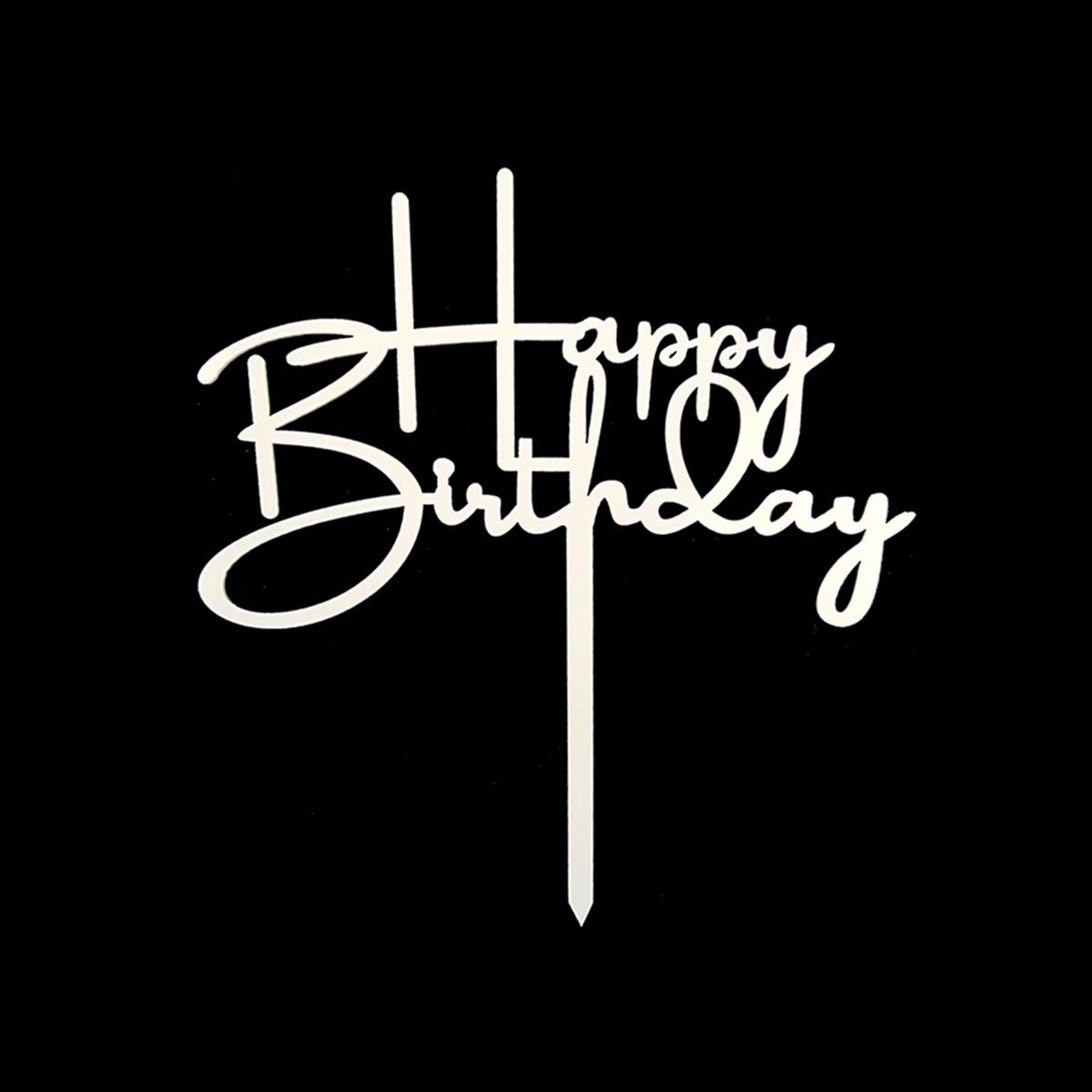 Elegant Off-White Acrylic Happy Birthday Cake Topper - Perfect for Birthday Party Decorations, Wedding Anniversaries & Special Celebrations