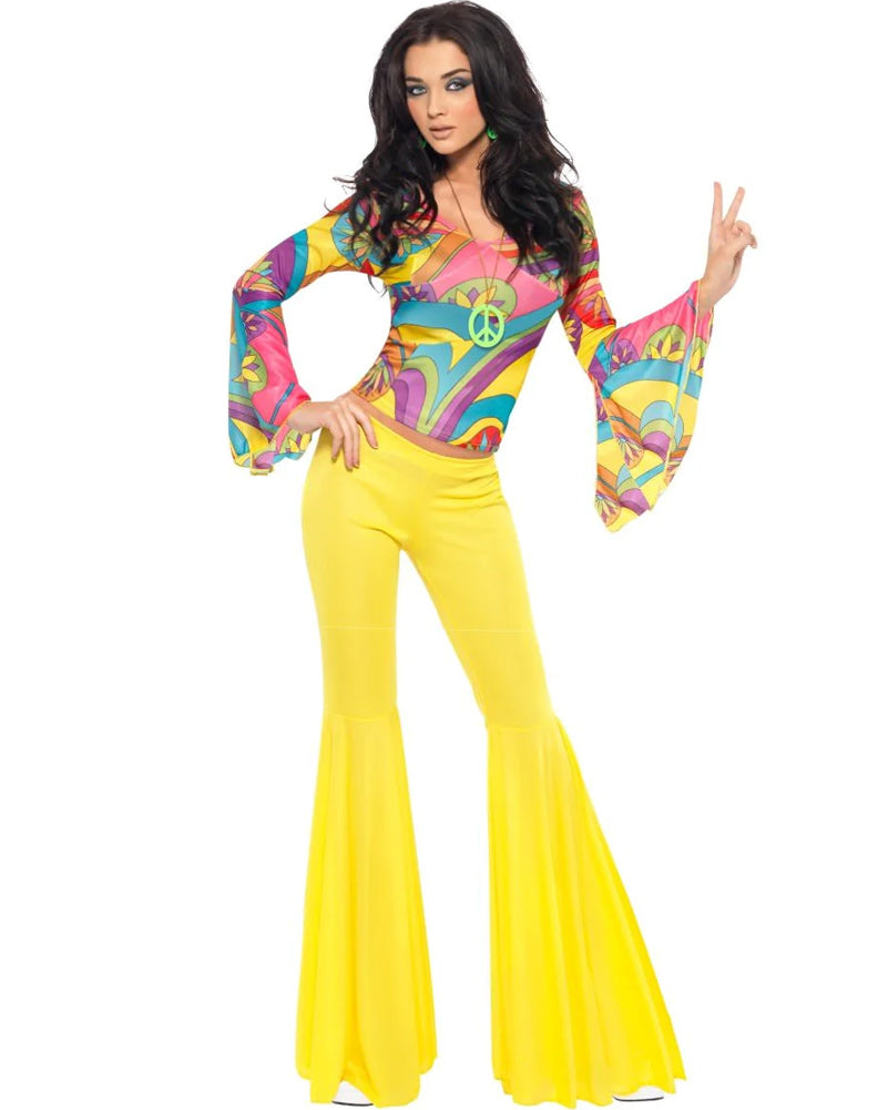 70s Fever Groovy Babe Women's Costume - Retro 70s Hippie Disco Outfit for Halloween, Theme Parties & Vintage Dress Up