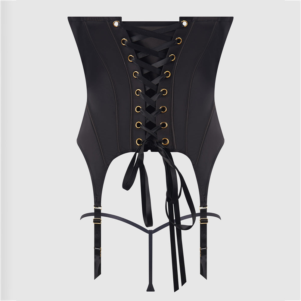 Brigeta Cupless Gartered Corset Bustier & Thong Set - Sexy Lingerie for Women | Perfect for Boudoir Photography, Bridal Nightwear & Special Occasions