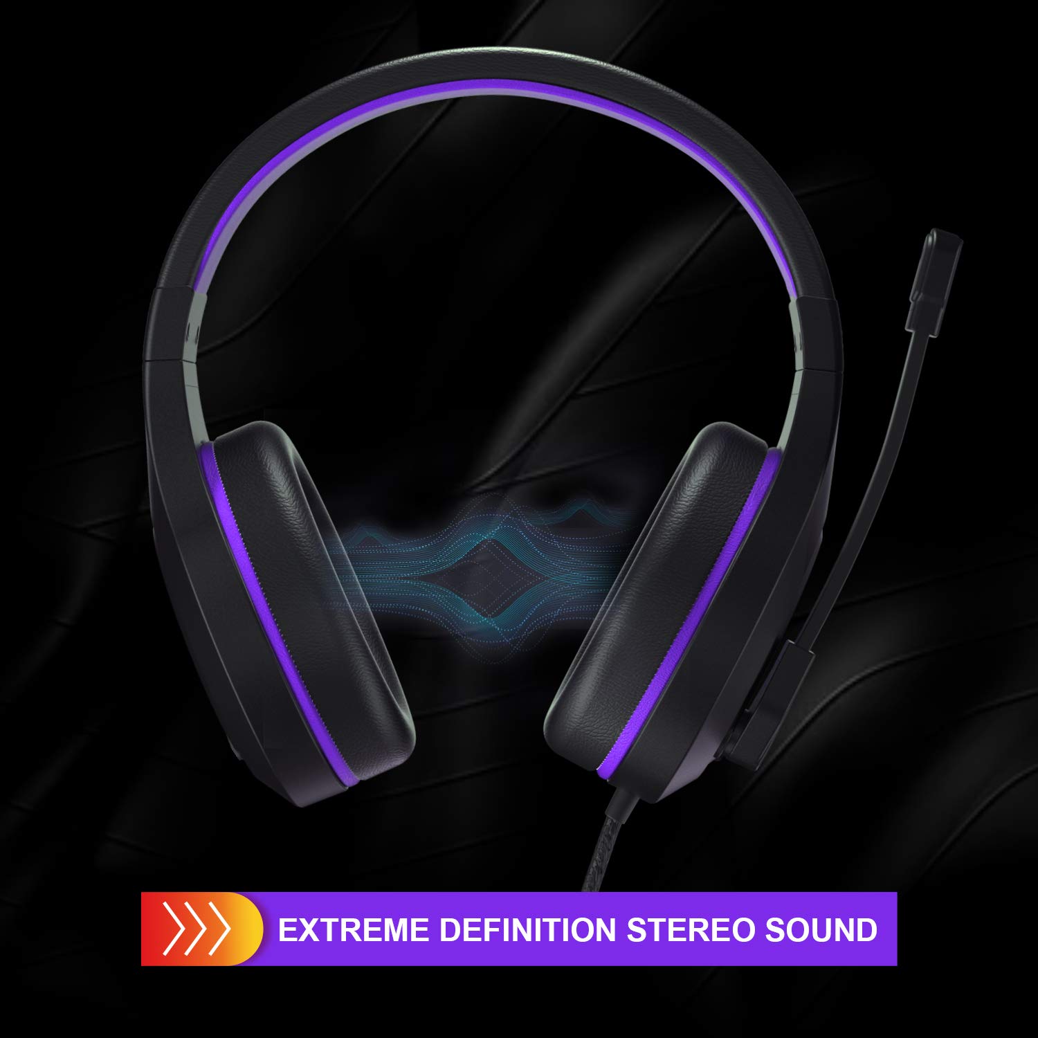 Anivia Stereo Gaming Headset with Mic - Noise Cancelling Over Ear Headphones for PS4, PS5, Xbox One, PC, Nintendo Switch, Laptop & Mac - Soft Memory Earmuffs for Immersive Gaming & Online Meetings (Purple)