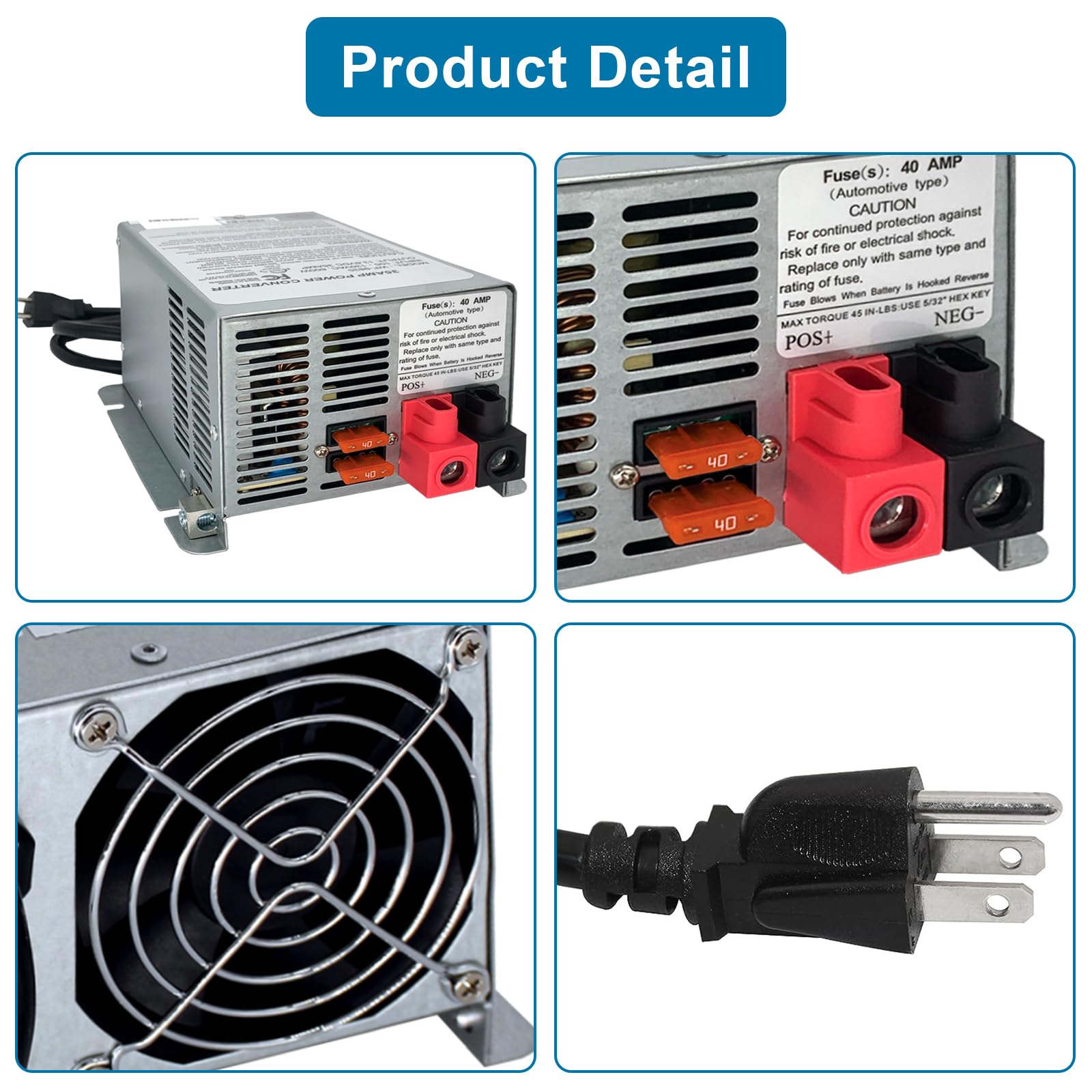 WF-9865 65 Amp RV Power Converter/Charger - Replacement for 9800 Series - 12V DC to 110V AC Power Supply for RV Trailers & Campers - Perfect for Off-Grid Living & Road Trips