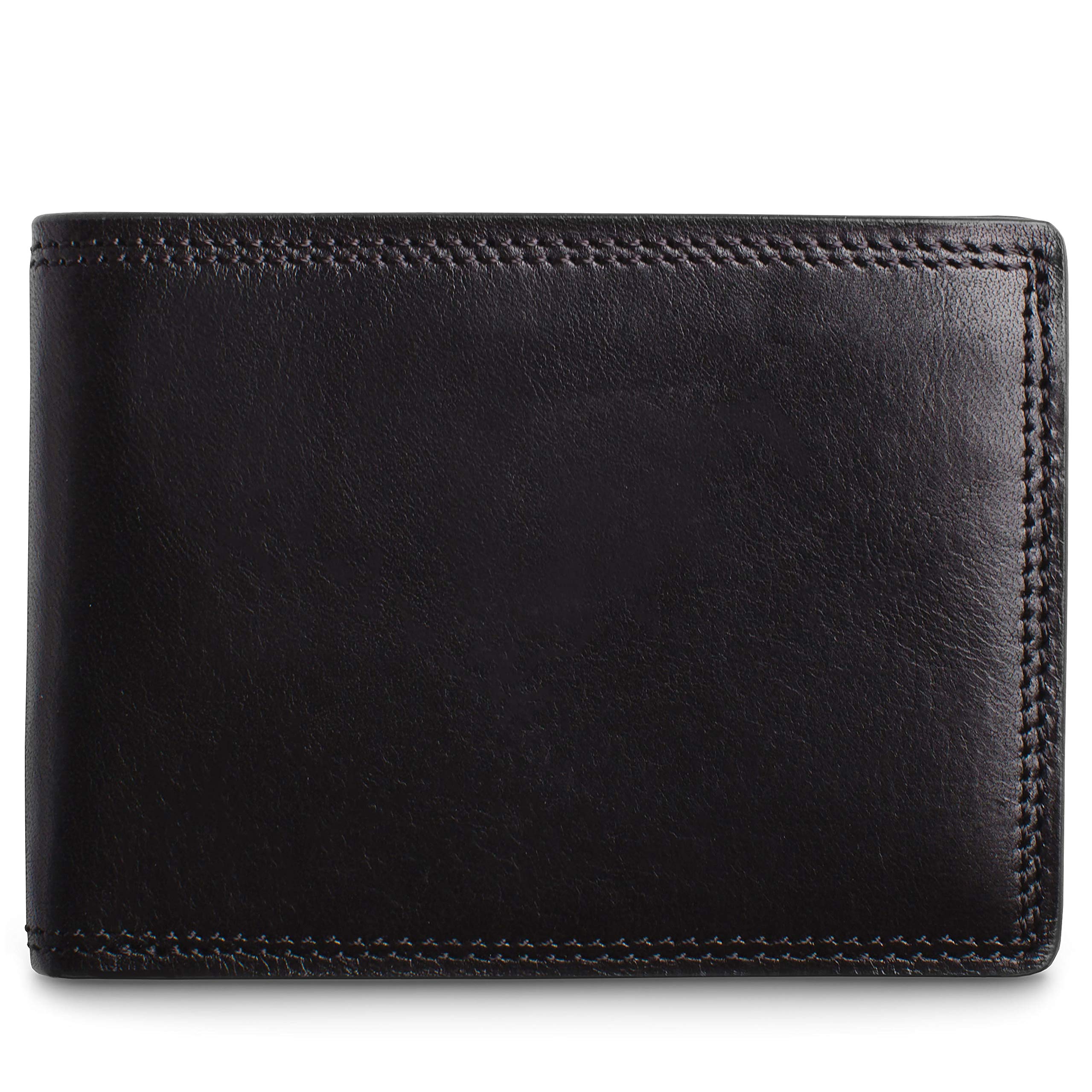 Bosca Men’s Genuine Leather Slim Bifold Wallet - RFID Blocking - Black - Perfect for Everyday Carry & Travel Essentials