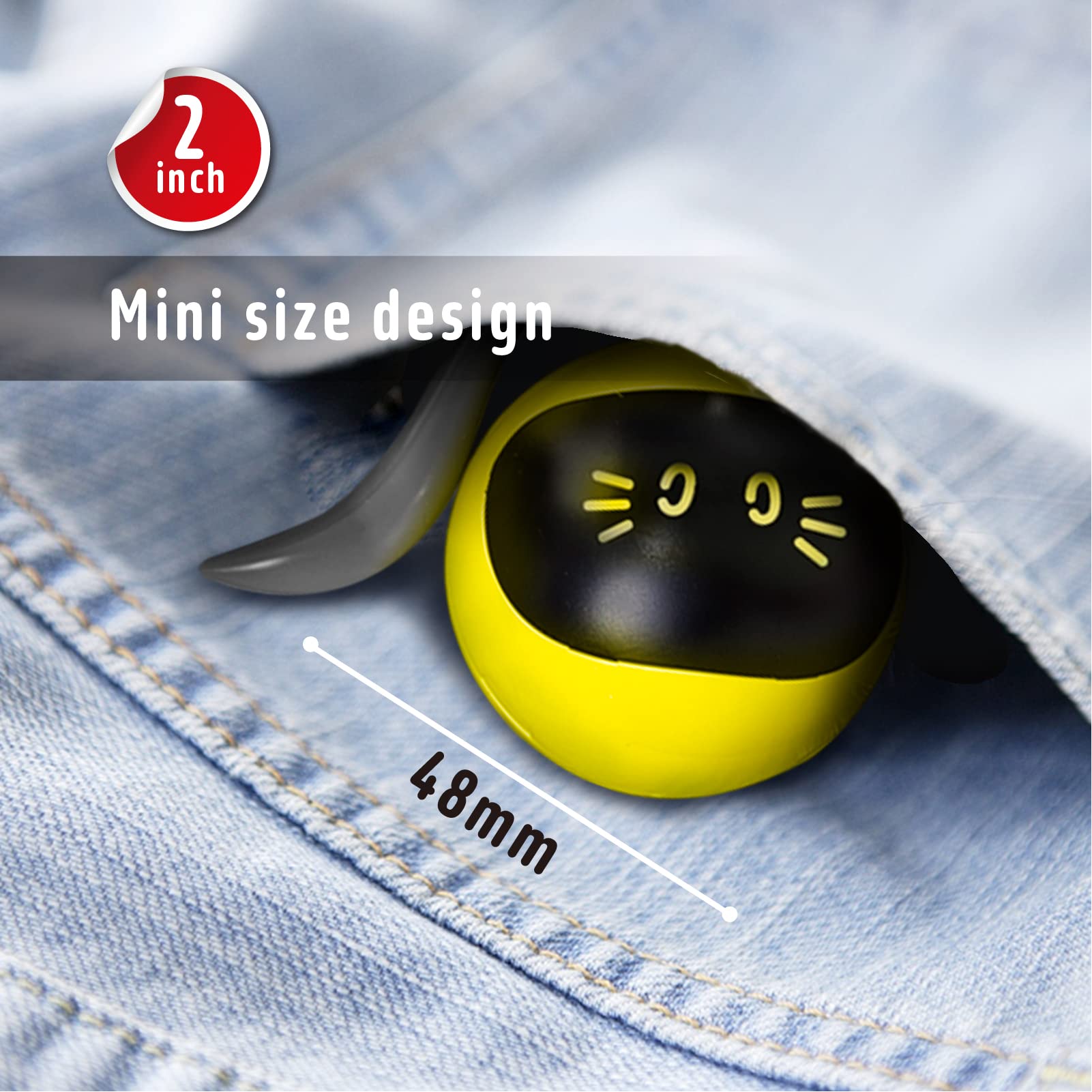Interactive Cat Toys with 360° Self-Rolling Ball - USB Rechargeable Hunting Exercise Toys for Kittens & Puppies - Indoor Play Teaser Wand for Small Dogs & Cats (Yellow) - Perfect for Playtime, Training & Bonding with Your Pet