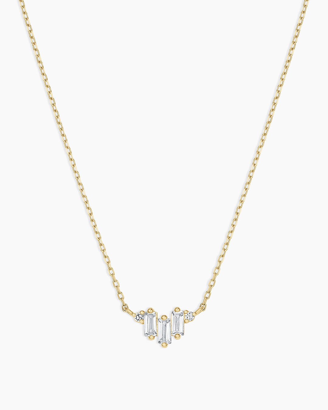 Diamond and White Sapphire Amara Trio Necklace - Elegant 14K Gold Pendant for Women | Perfect for Weddings, Anniversaries & Special Occasions