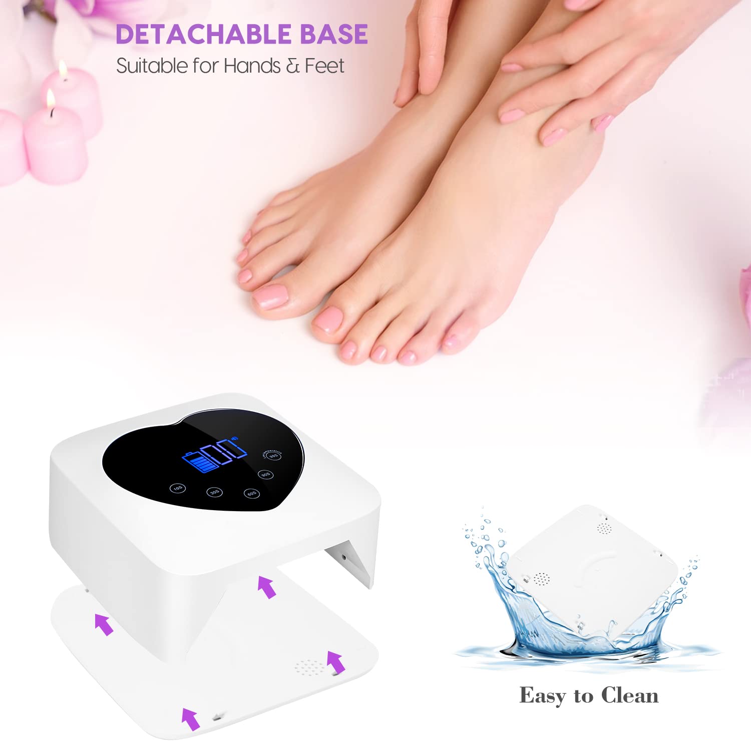 Professional 72W UV LED Nail Lamp - Cordless Gel Nail Dryer with 5 Timer Settings & Touch Screen Auto Sensor | Fast Curing for Salon & Home Manicures, Perfect for Gel Polish, Acrylics & Nail Art