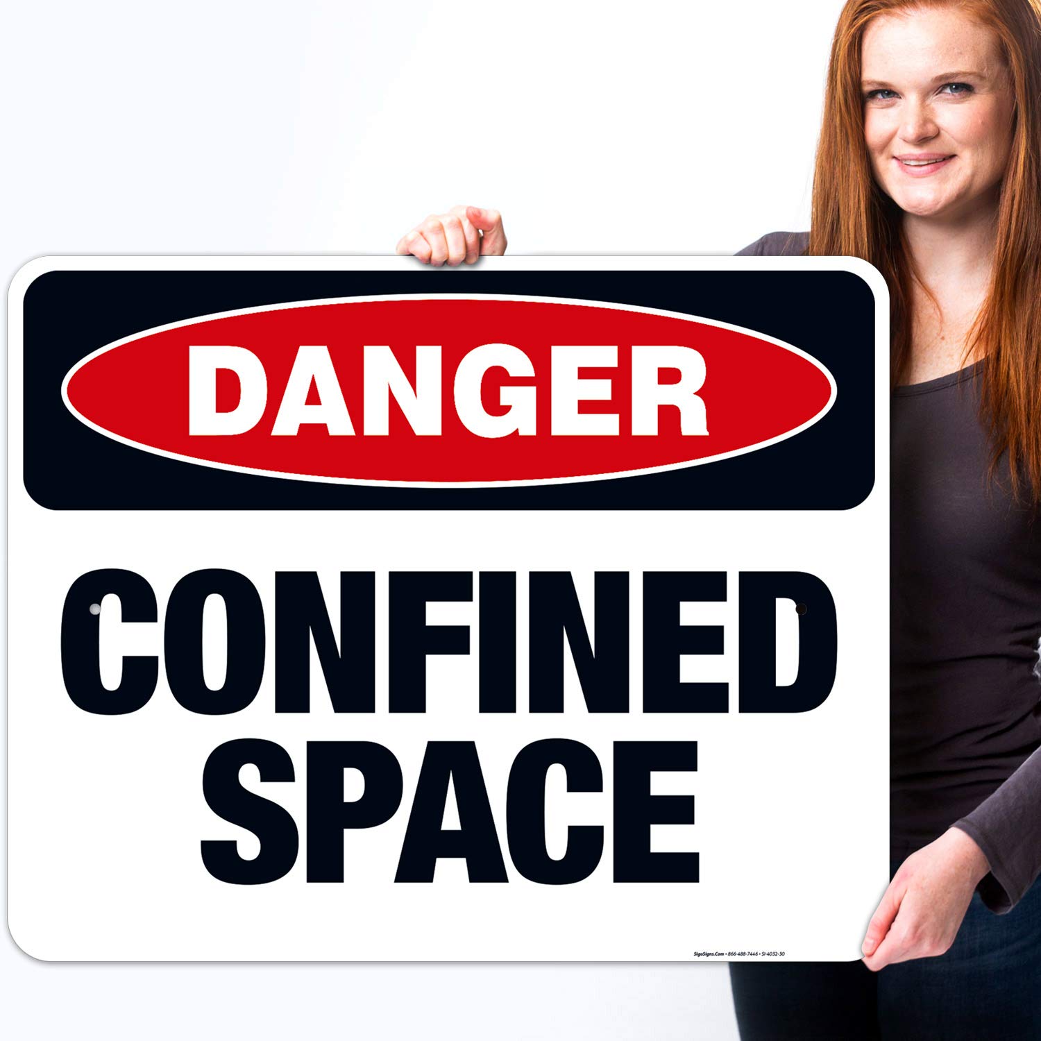 Danger Confined Space Sign - OSHA Compliant 24x30 Inches Rust-Free Aluminum Safety Sign | Fade-Resistant for Indoor & Outdoor Use | Made in USA | Ideal for Construction Sites, Warehouses & Industrial Areas
