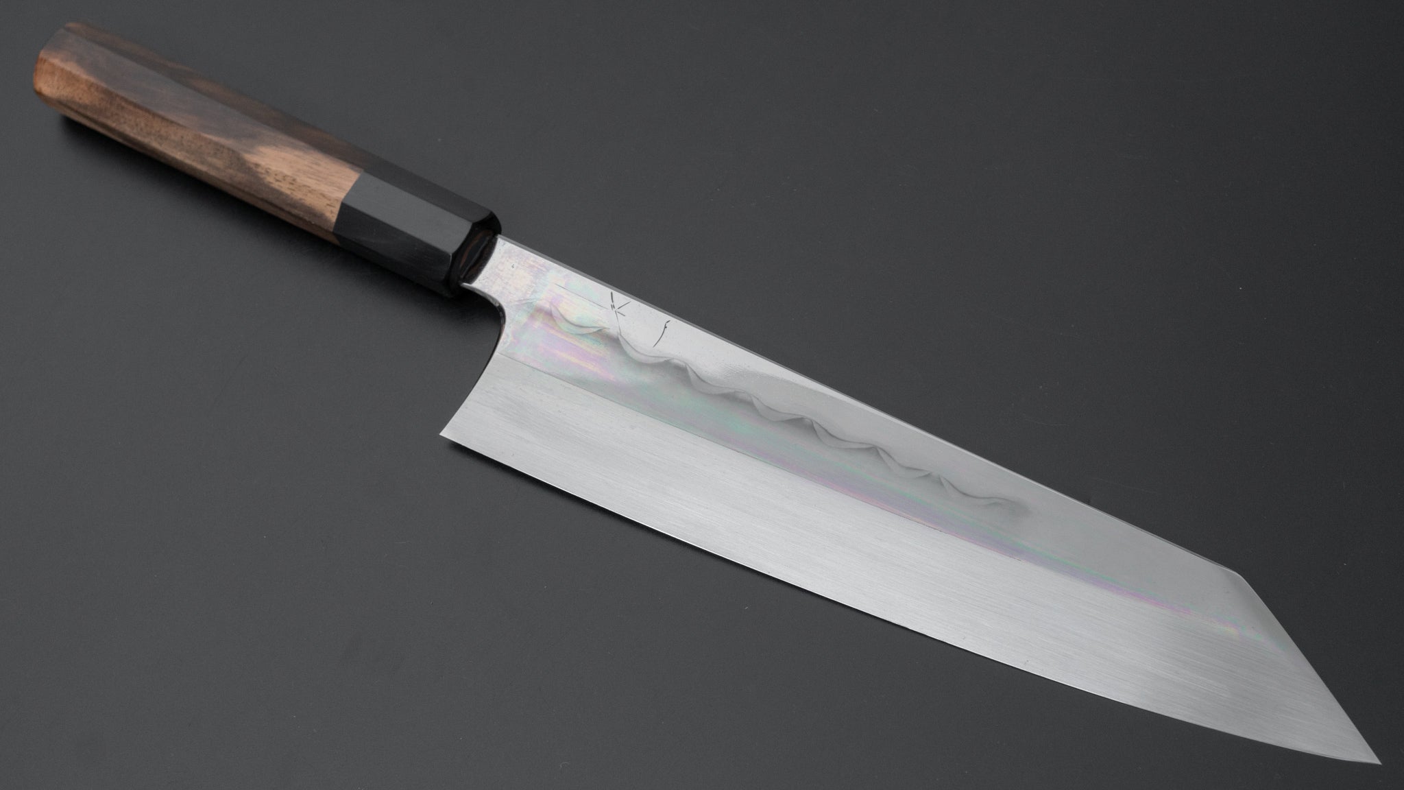 Hitohira Togashi White #1 Notaremon Mizu Honyaki Kiritsuke Gyuto 240mm Japanese Chef Knife with Kurokaki Persimmon Handle & Saya (#076) - Premium Kitchen Knife for Sushi, Sashimi & Precision Cutting