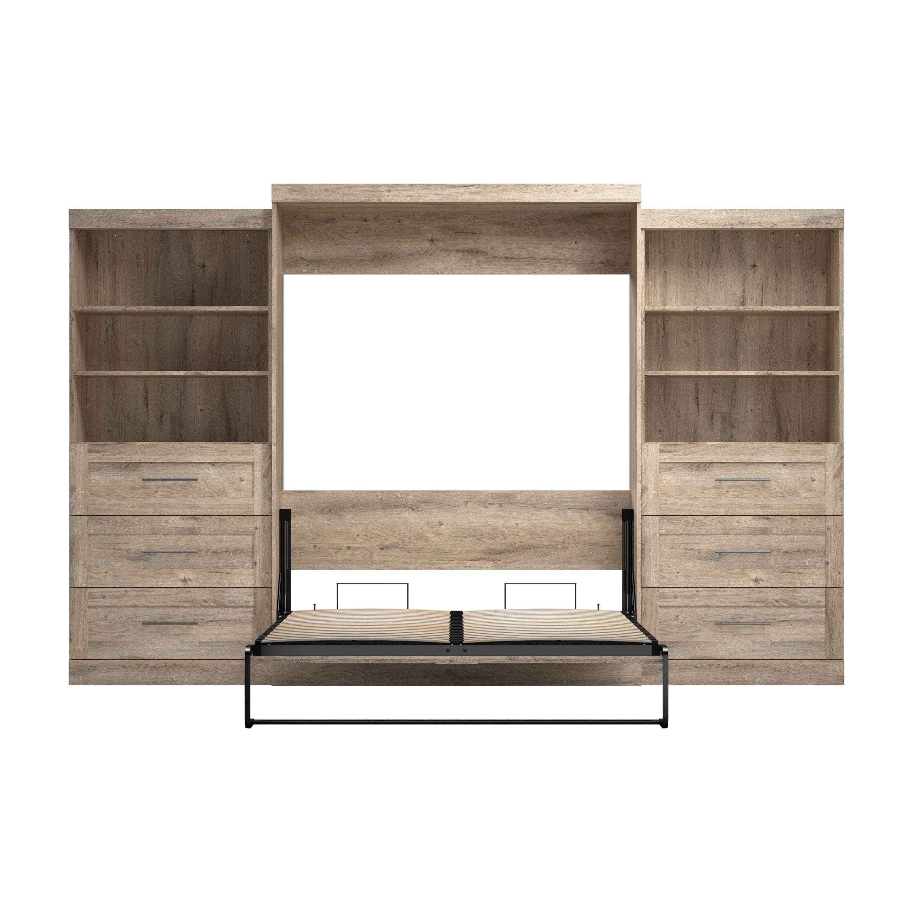 Pur Queen Murphy Wall Bed with 2 Storage Drawers - Space Saving Fold Down Bed (136 Inch) in 6 Colors | Perfect for Small Apartments, Guest Rooms & Home Offices
