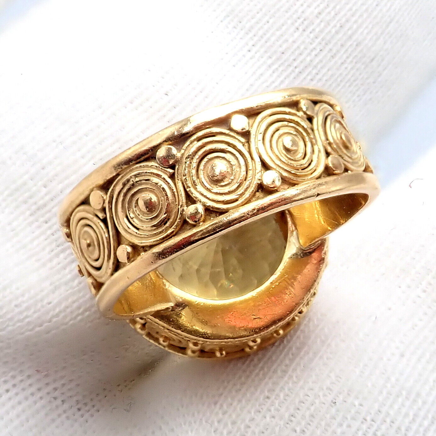 Vintage Carolyn Tyler 22k Yellow Gold Seven Seas Large Citrine Ring - Elegant Statement Jewelry for Women, Perfect for Weddings, Parties & Special Occasions