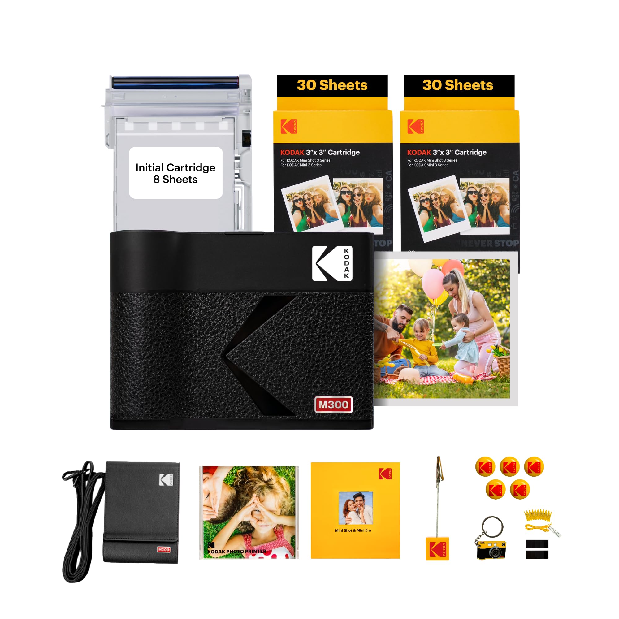 KODAK Mini 3 ERA 4PASS Portable Instant Photo Printer - Wireless Bluetooth, ZINK Zero Ink Printing Technology (Black) with 8 Starter + 60 Photo Papers & Accessories Kit - Perfect for Travel, Parties, Scrapbooking & DIY Gifts