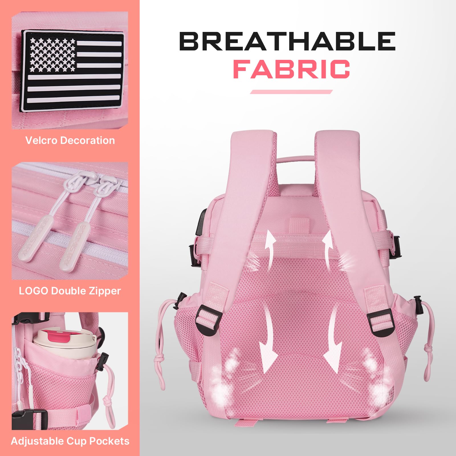 15L Mini Tactical Backpack for Women - Lightweight Military Backpack for Gym, Hiking, Travel & Everyday Use - Water-Resistant Small Tactical Daypack (Pink) - Perfect for Work, School & Outdoor Adventures