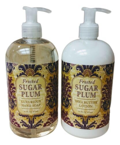 Greenwich Bay Frosted Sugar Plum Shea Butter Hand Soap & Lotion Gift Set - 16oz Each | Moisturizing & Fragrant | Perfect for Holidays, Home Spa & Gifts