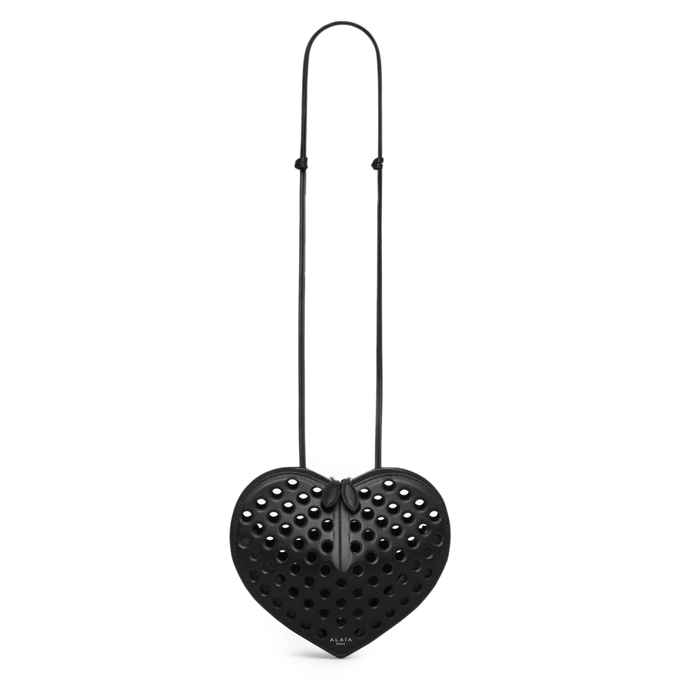 Luxury Le Cœur Bag - Genuine Calfskin Leather with Black Perforated Dots - Elegant Women's Handbag for Work, Evening Events & Daily Use