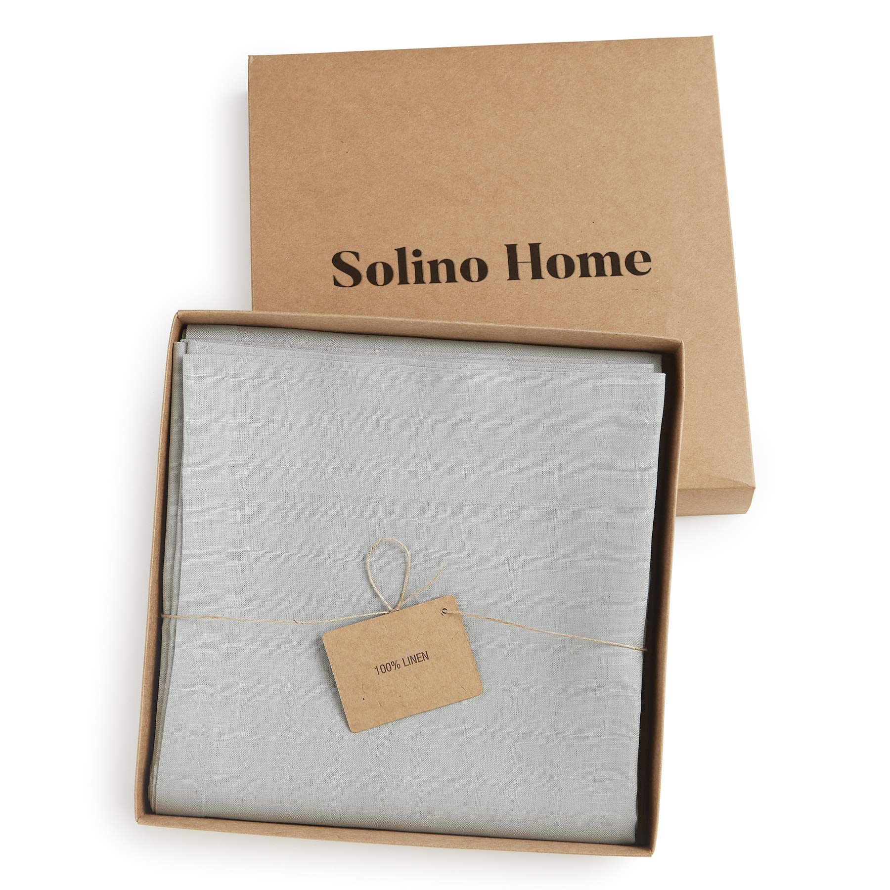 Solino Home 100% Pure European Flax Linen Curtains - 52 x 120 Inches Light Filtering Rod Pocket Drapes in Soft Grey | Breathable & Elegant Window Treatments for Living Room & Bedroom | Perfect for Modern Homes & Cozy Spaces