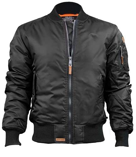Top Gun MA-1 Bomber Jacket for Men - Classic Military Flight Jacket with Water-Resistant Nylon - Perfect for Casual Wear, Outdoor Adventures & Aviation Enthusiasts