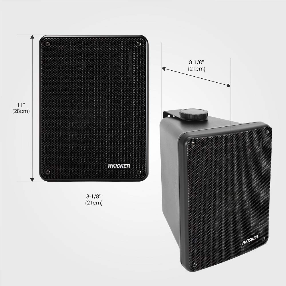 Kicker KB6 2-Way Full Range Indoor Outdoor Weatherproof Speakers (4-Pack) - 6.5