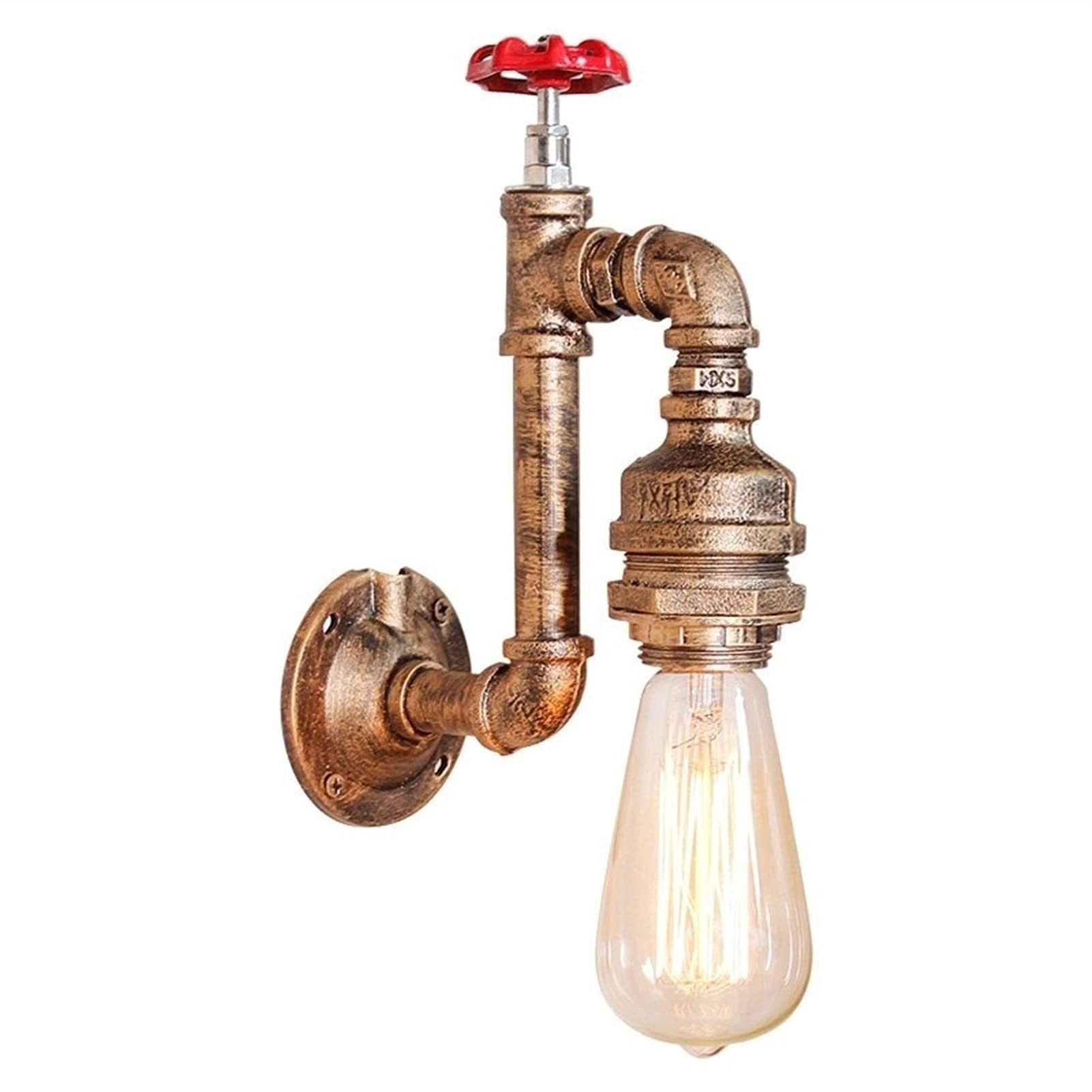 Vintage European Industrial Wall Sconce - Wrought Iron Pipe Wall Lamp with Edison E27 Bulb for Restaurant, Bar & Home Decor | Indoor Lighting Fixture for Rustic, Retro & Industrial Style Spaces