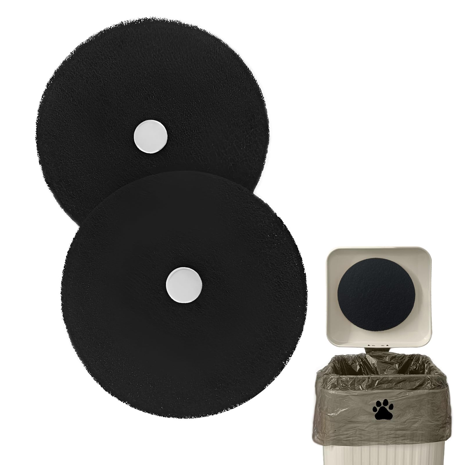 Natural Activated Carbon Trash Can Deodorizer - Magnetic Suction Garbage & Diaper Pail Odor Eliminator, 2-Pack Refillable Filters for Dog Waste & Outdoor Bins | Perfect for Kitchens, Bathrooms & Pet Areas