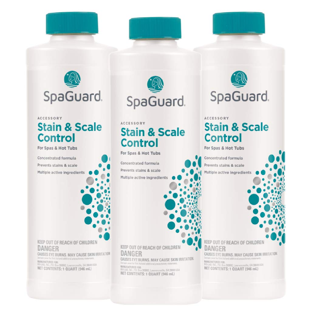 SpaGuard Stain and Scale Control for Hot Tubs & Pools - 1 Quart (3 Pack) - Prevents Stains, Scale & Cloudy Water - Ideal for Weekly Maintenance & Water Care