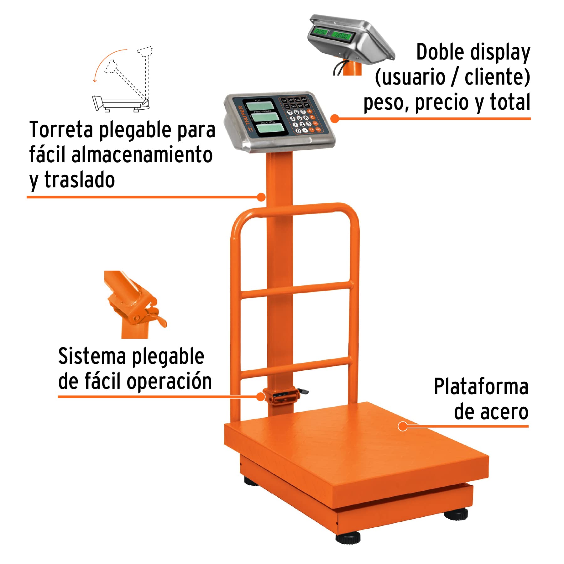 Heavy Duty Folding Platform Scale - 200kg/440lbs Capacity - Portable Digital Floor Scale for Shipping, Warehousing & Industrial Use
