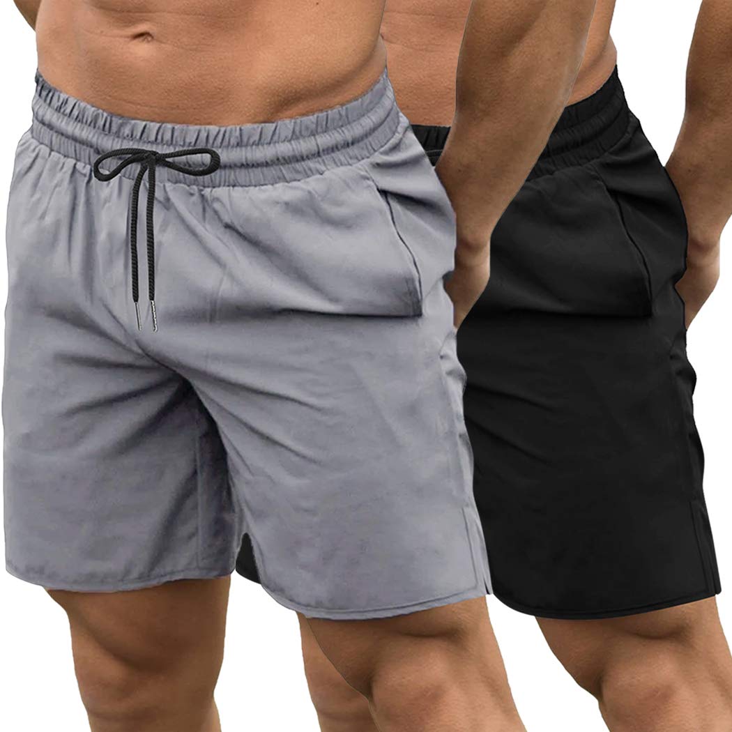 COOFANDY Men's 2 Pack Quick Dry Workout Shorts - Gym Bodybuilding Weightlifting Training Running Jogger Shorts with Pockets | Perfect for Fitness, Gym, Running & Casual Wear