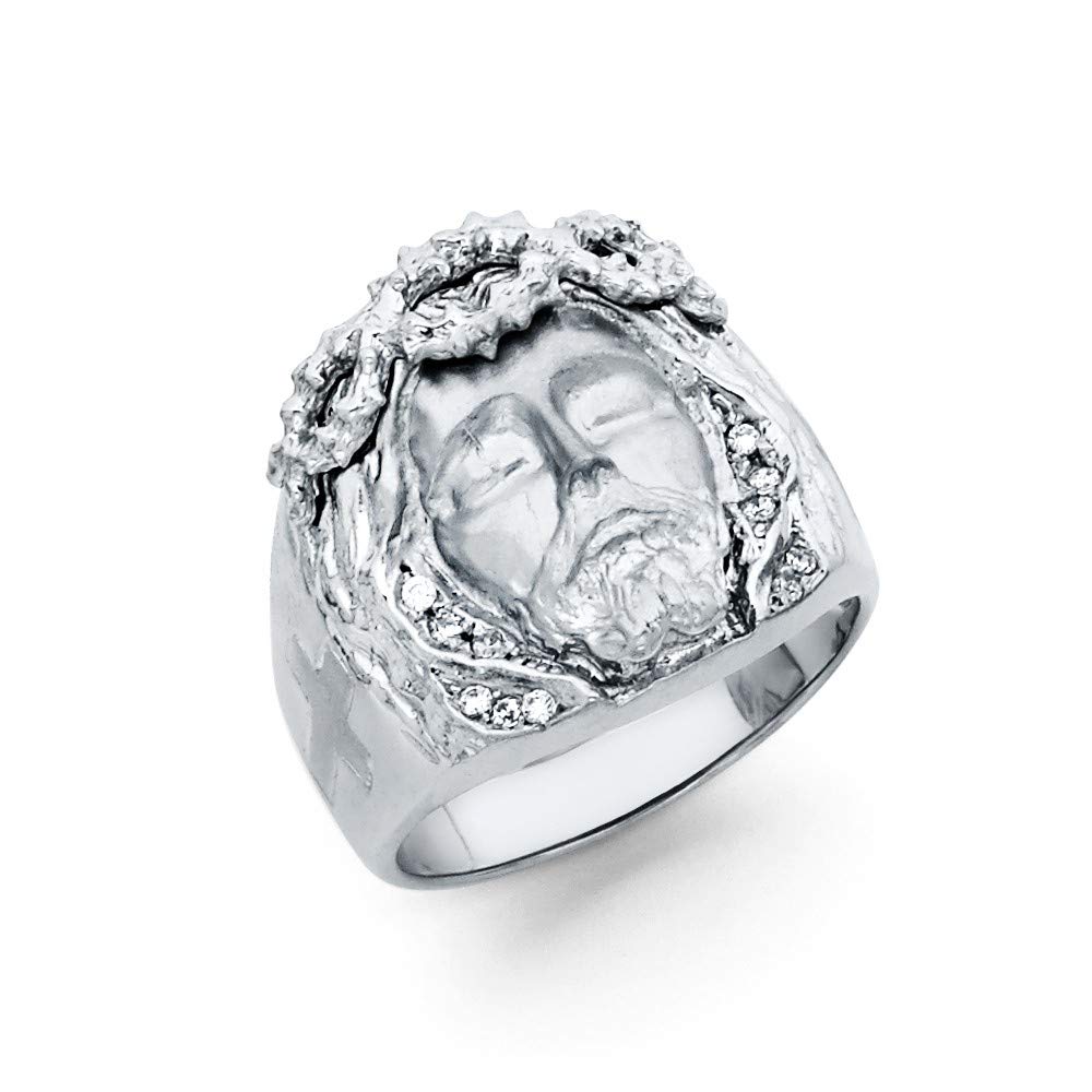 925 Sterling Silver CZ Cubic Zirconia Jesus Crown of Thorns Ring for Men - Religious Jewelry, Anniversary Gift, Fashion Statement - Perfect for Church, Weddings & Special Occasions