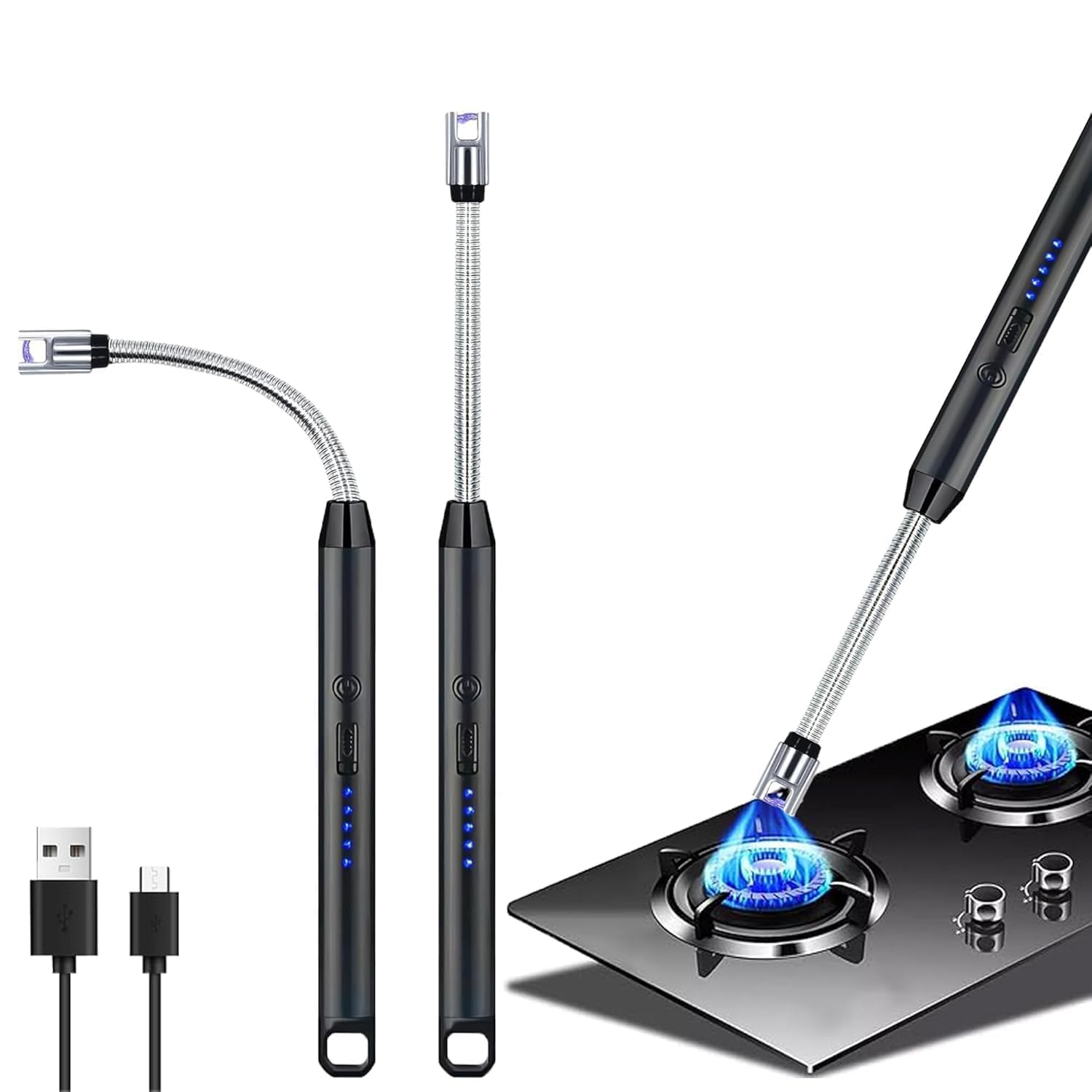 DISONE Electric Plasma Candle Lighter - USB Rechargeable Windproof Arc Lighter with Zinc Alloy Core, Modern Black Design - Perfect for Camping, Home Use, Gifts & Outdoor Activities