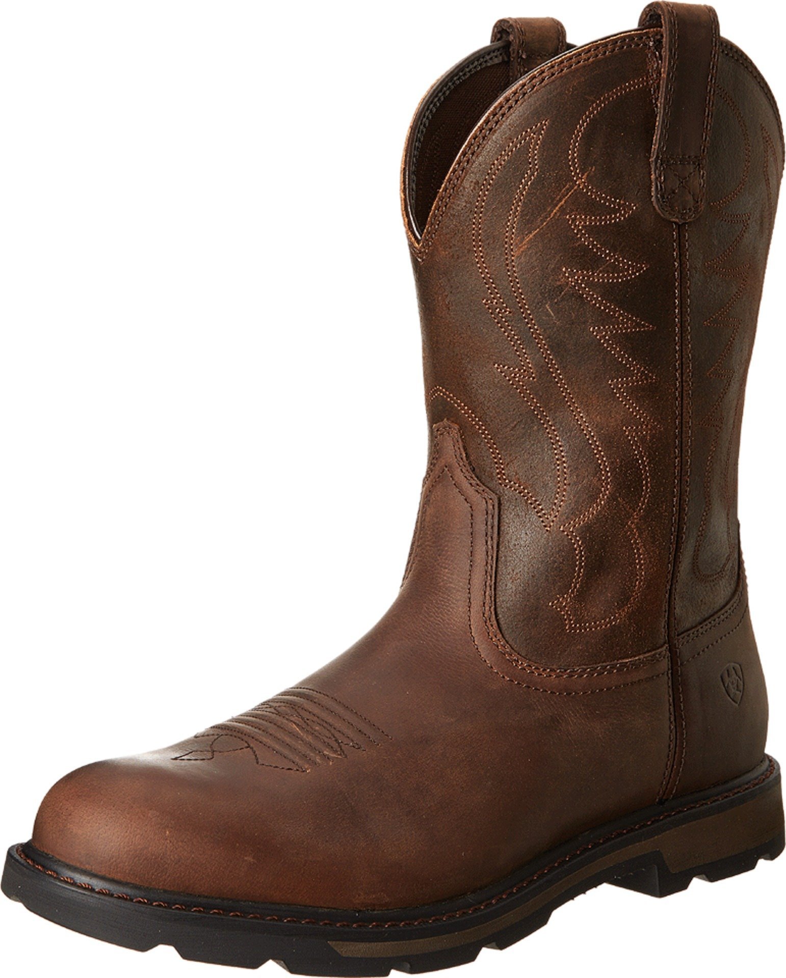 ARIAT Men's Groundbreaker 10 Inch Electrical Hazard Work Boots - Brown Leather Safety Shoes for Construction & Industrial Work