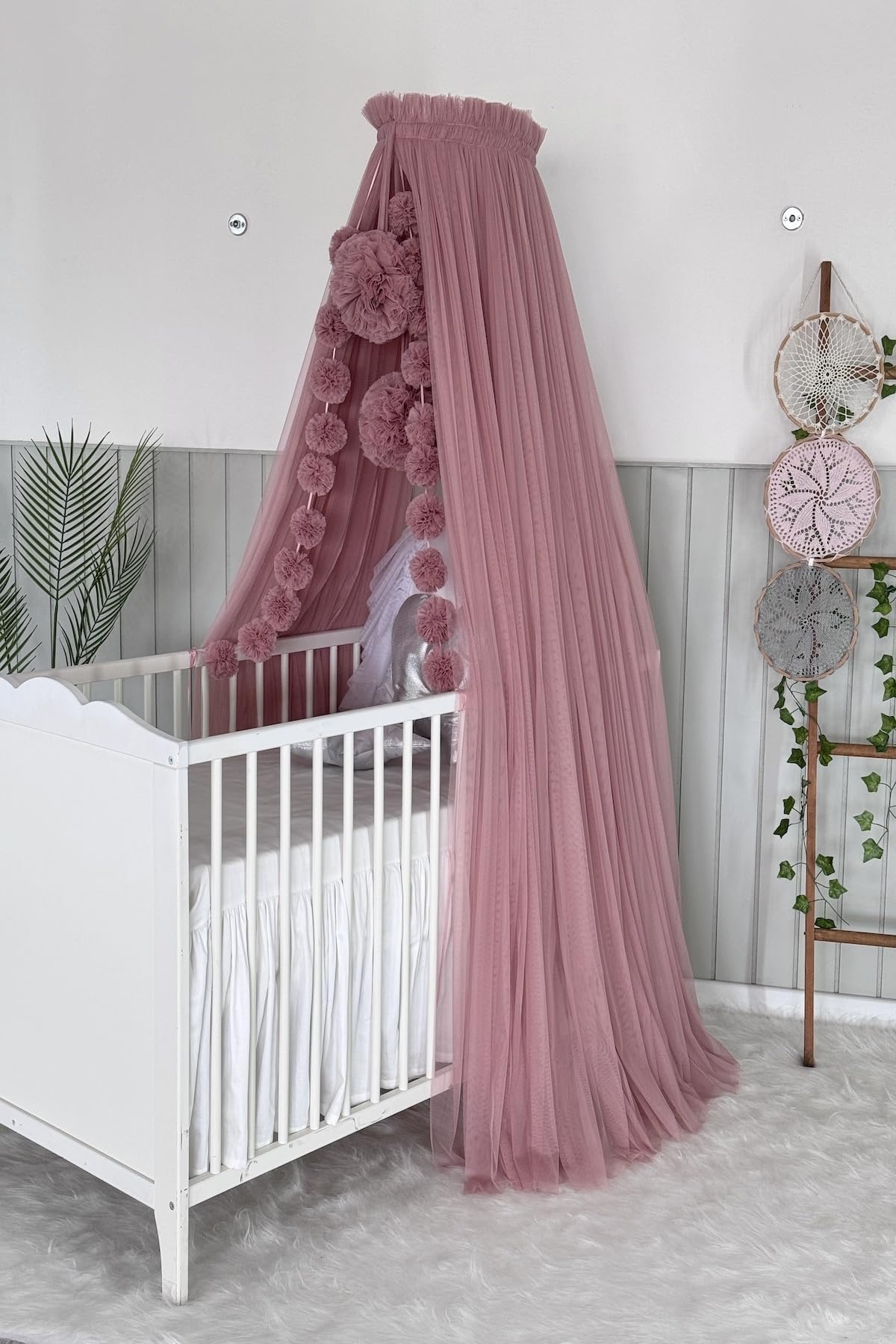 Fancyroom Baby Bed Canopy - Pink Princess Crib Canopy with Mosquito Net for Nursery Decor | Breathable Cotton Fabric for Newborn & Toddler Safety | Perfect for Nursery, Bedroom, and Baby Shower Gifts
