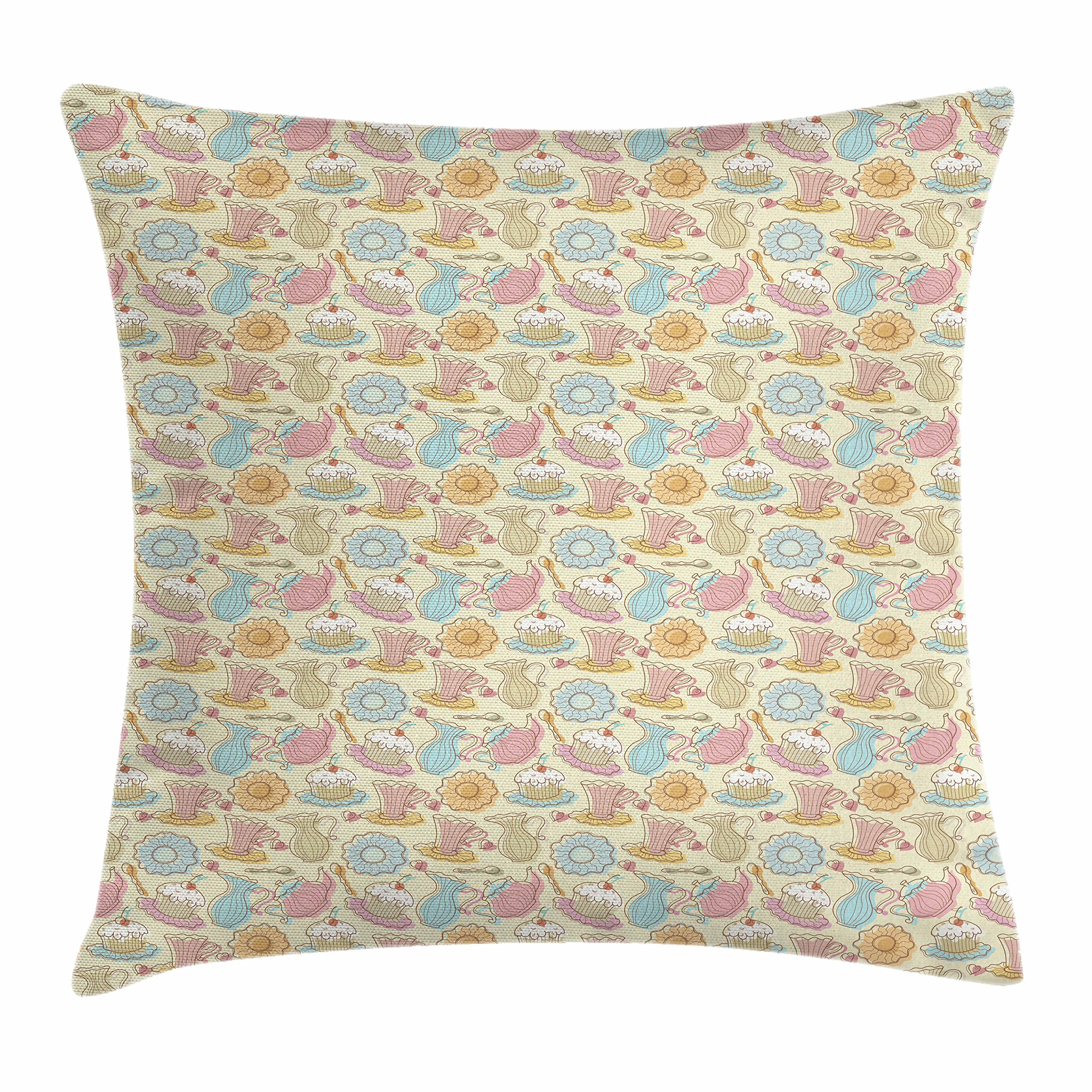 Ambesonne Tea Party Pillow Cover 16x16