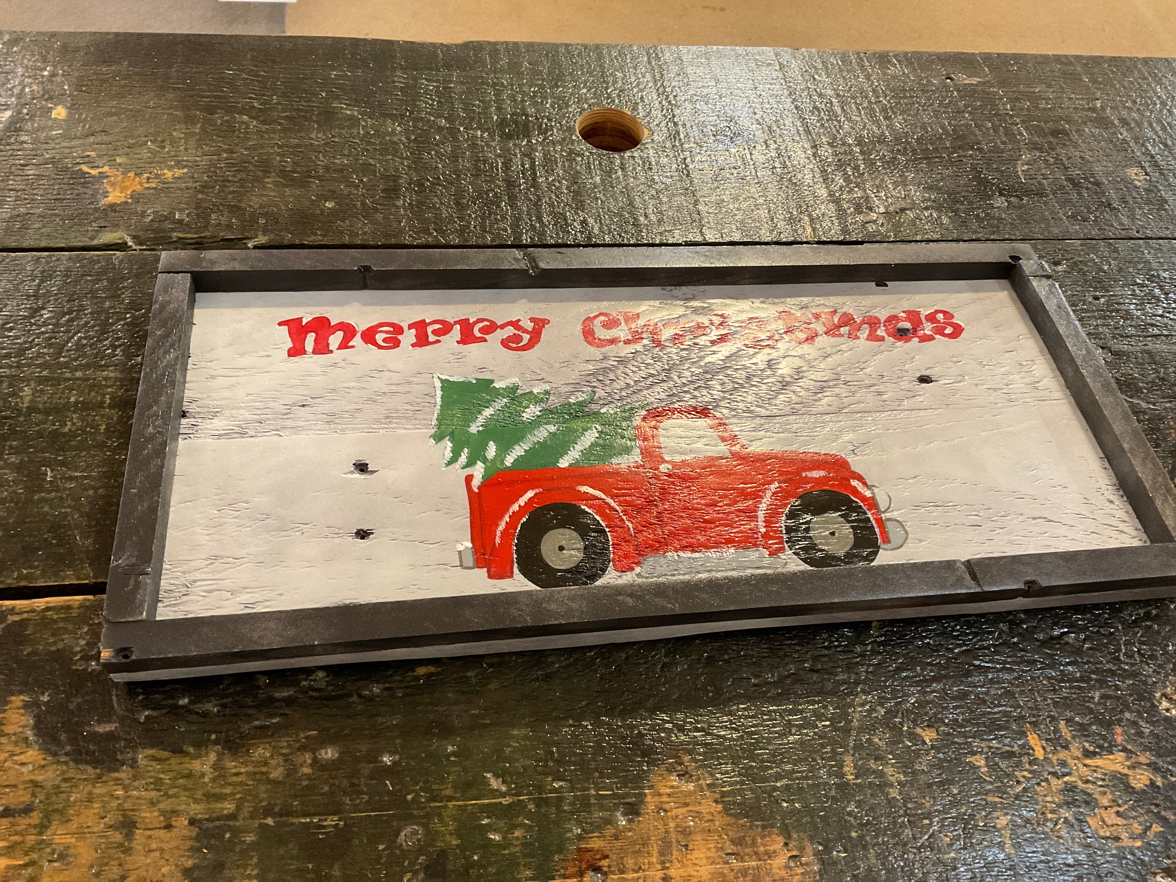 Festive Red Christmas Truck Metal Wall Sign - Holiday Home Decor for Xmas, Winter & Farmhouse Style - Perfect for Living Room, Bedroom & Front Porch
