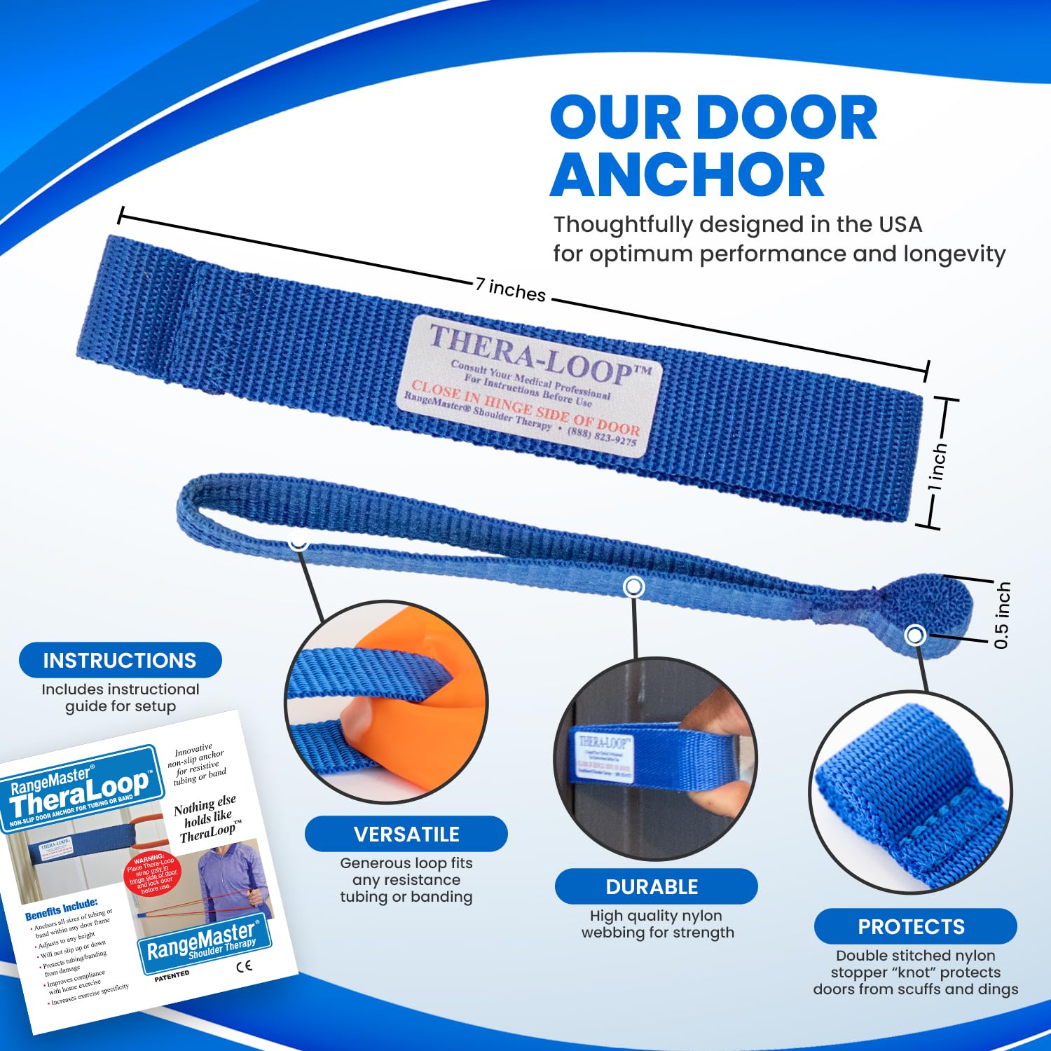 RangeMaster Thera-Loop Exercise Band Door Anchors - Non-Slip Resistance Bands & Tubes Anchor System - 50 Pack for Home Gym, Physical Therapy, Yoga, Pilates & Strength Training