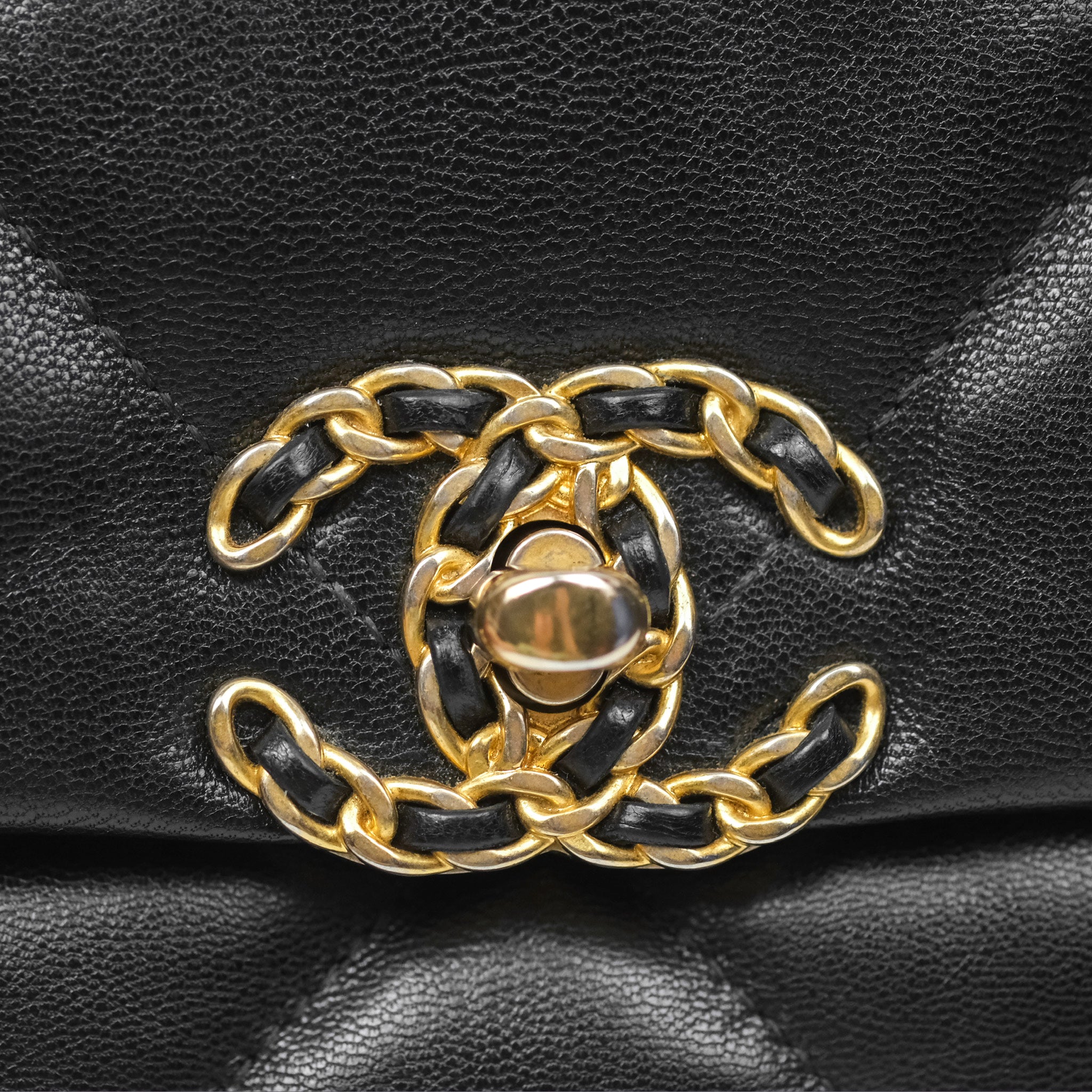 Chanel 19 Medium Flap Bag Black Goatskin Leather Mixed Gold/Silver Hardware - Luxury Designer Handbag for Women, Perfect for Work, Evening & Special Occasions