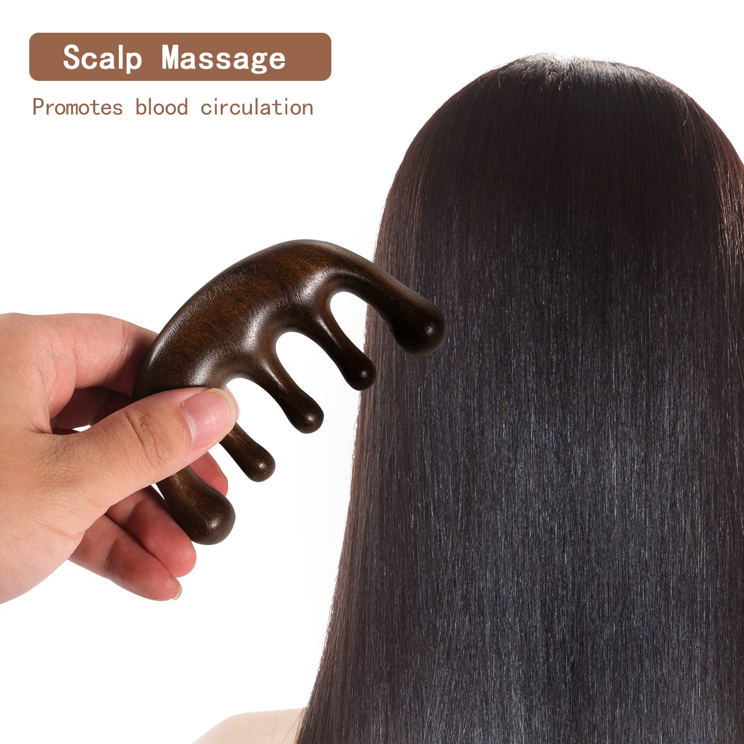 Natural Sandalwood Hair Massage Comb - Wide Tooth Wooden Comb for Scalp Relaxation & Fatigue Relief - Gua Sha Tool for Women (Wood Color) | Perfect for Daily Hair Care, Spa Treatments & Stress Relief