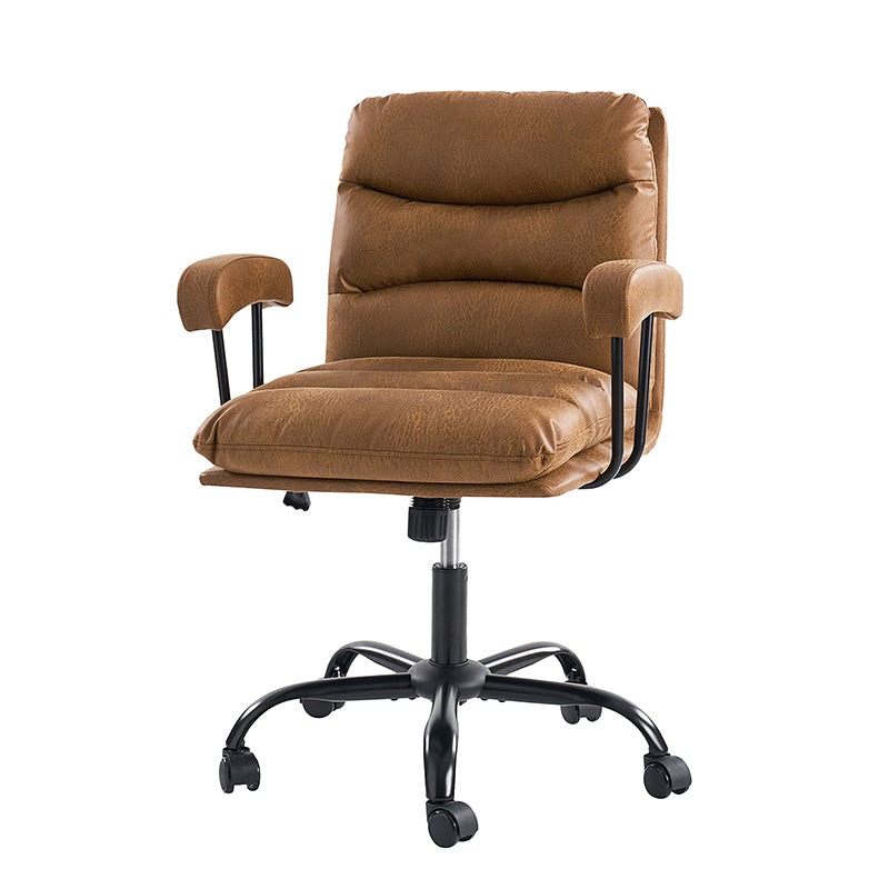 Anselm Modern Ergonomic Faux Leather Office Chair - Adjustable Swivel Desk Chair with Lumbar Support for Home & Office Workspace