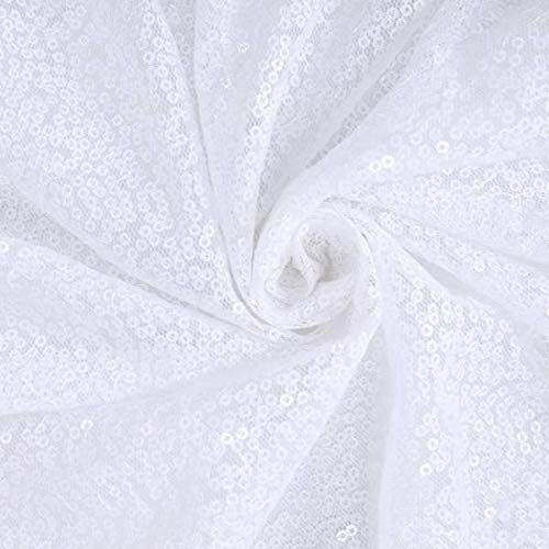 BalsaCircle 120-Inch White Sequin Round Tablecloth - Elegant Wedding Party Decor, Cake Table Cover, Dessert Display, Banquet & Special Event Table Linens - Perfect for Bridal Showers, Birthday Parties, and Holiday Celebrations