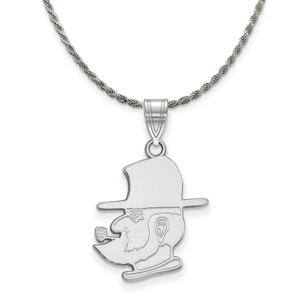 Black Bow Sterling Silver Appalachian State Large Pendant Necklace - Perfect for Graduation Gifts, School Spirit & Jewelry Collections