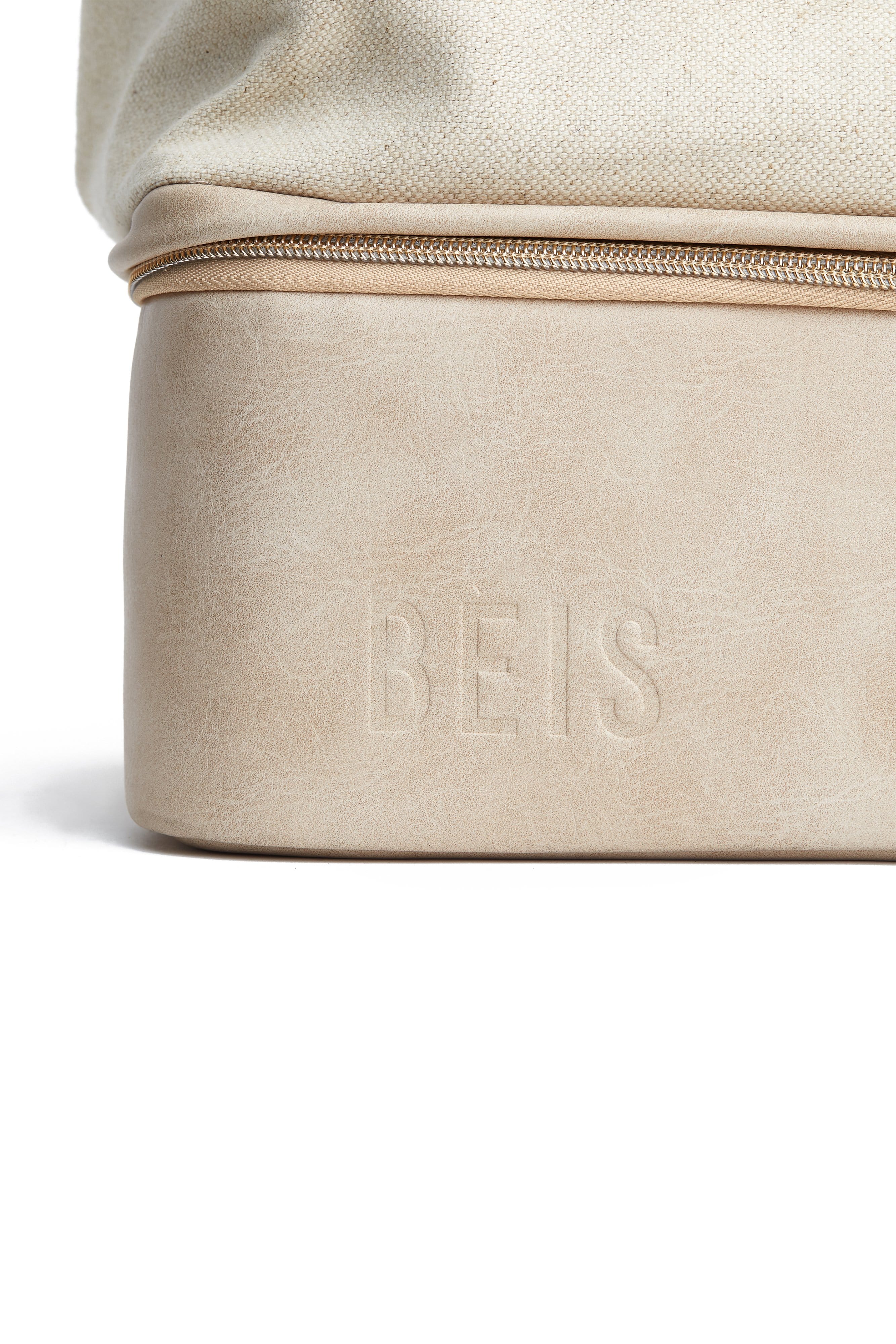 Convertible Mini Weekender Bag in Beige - Stylish Travel Duffel & Overnight Tote for Women, Perfect for Weekend Getaways, Gym, Work & Airplane Carry-On