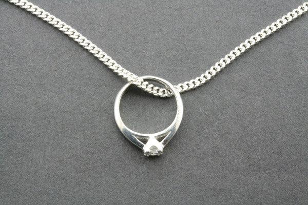 Elegant Little Ring Pendant with Cubic Zirconia on 45cm Link Chain - Perfect for Everyday Wear, Gift Giving & Special Occasions